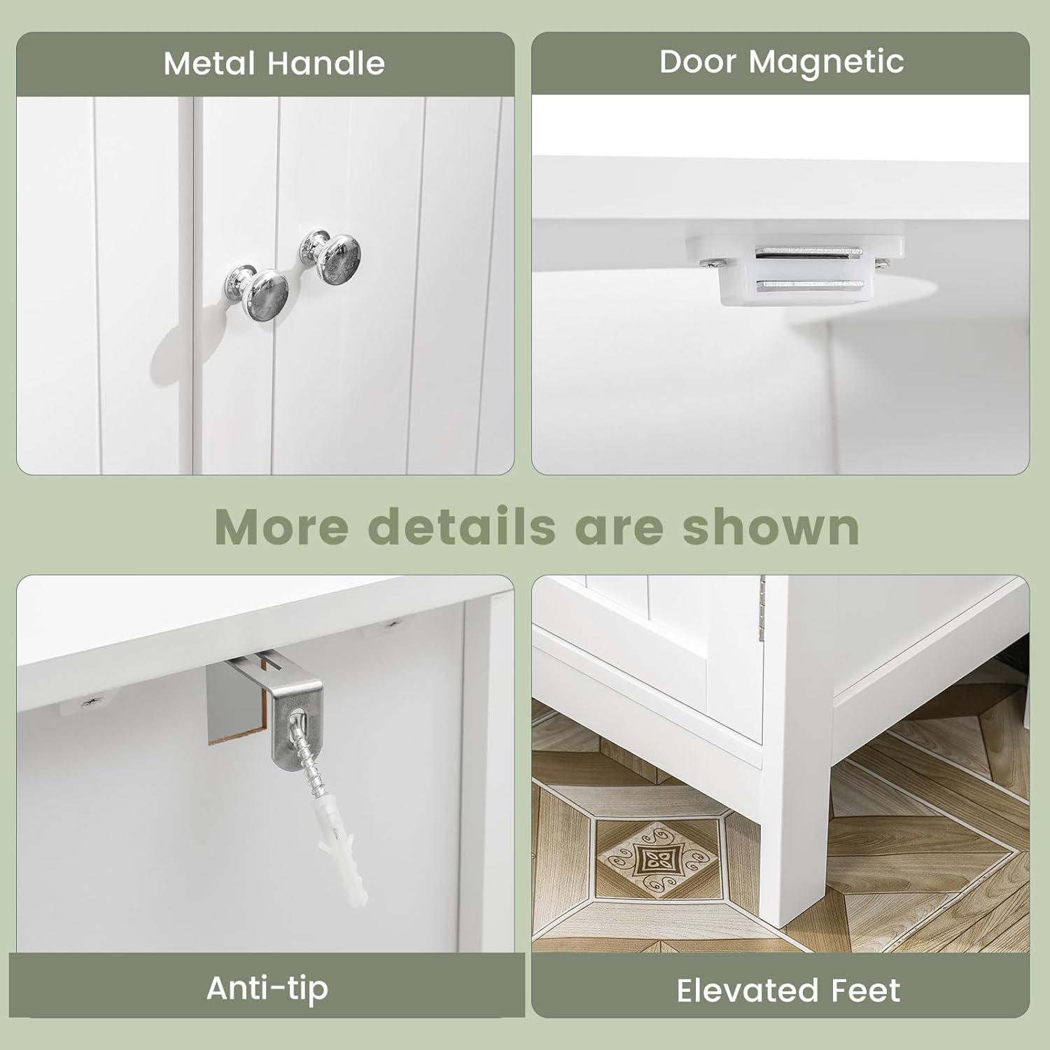 FCH Pedestal Sink, Storage Cabinets with Two Doors and Adjustable Shelves Under Sink Organizer Bathroom Vanity Storage White