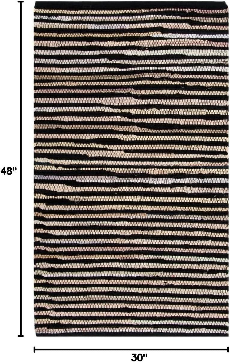 Rag Accent Rug RAR130 Hand Woven Accent Rug - Black/Multi - 2'6"x4' - Safavieh.
