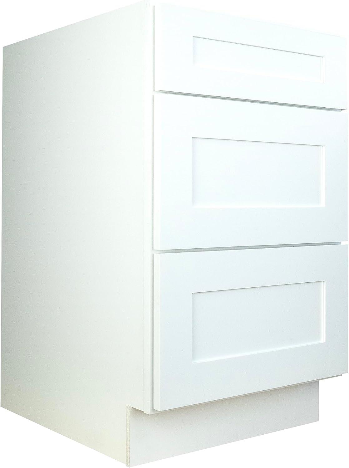 Hollywood Fabiani Design Shaker Drawer Base Kitchen Cabinet Ready to Assemble 18 in. W x 24 in. D x 34.5 in. H White