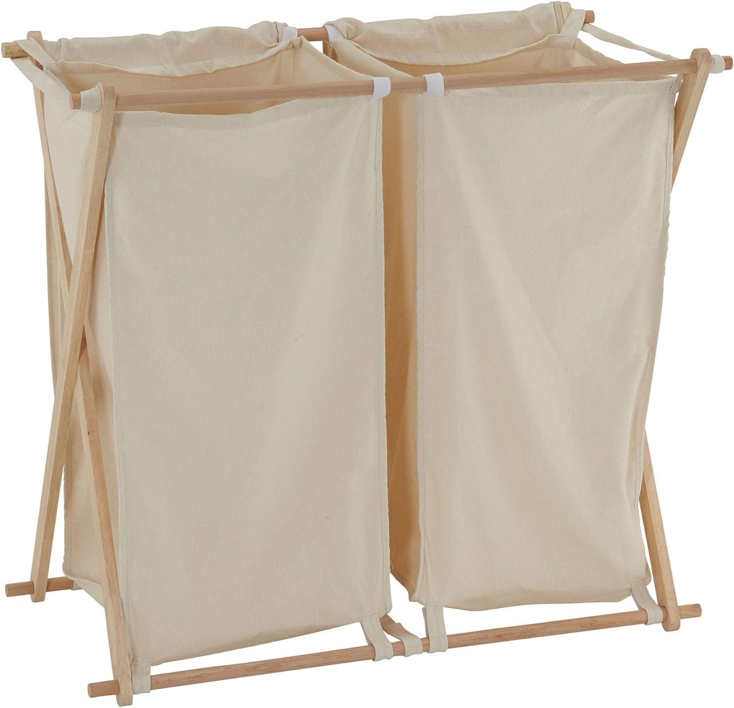 X-Frame Bamboo Hamper, Washable Liner and Bamboo Frame, Natural