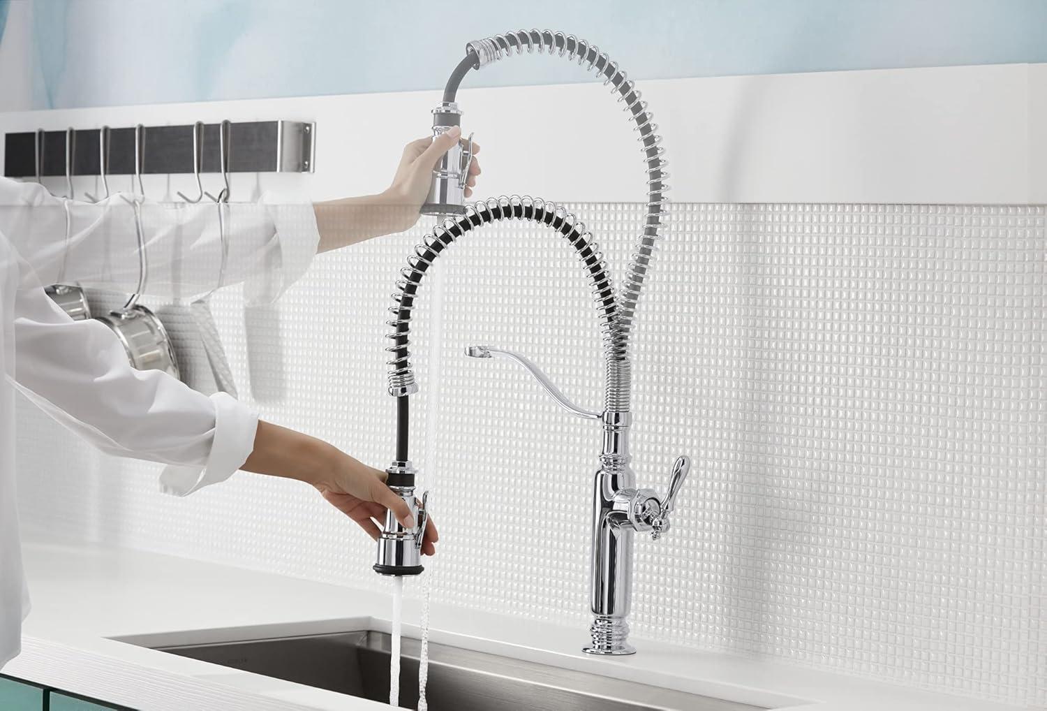 Kohler Tournant® Single Handle Semi-Professional Pre-Rinse Kitchen Faucet with Three-Function Pull Down Sprayer