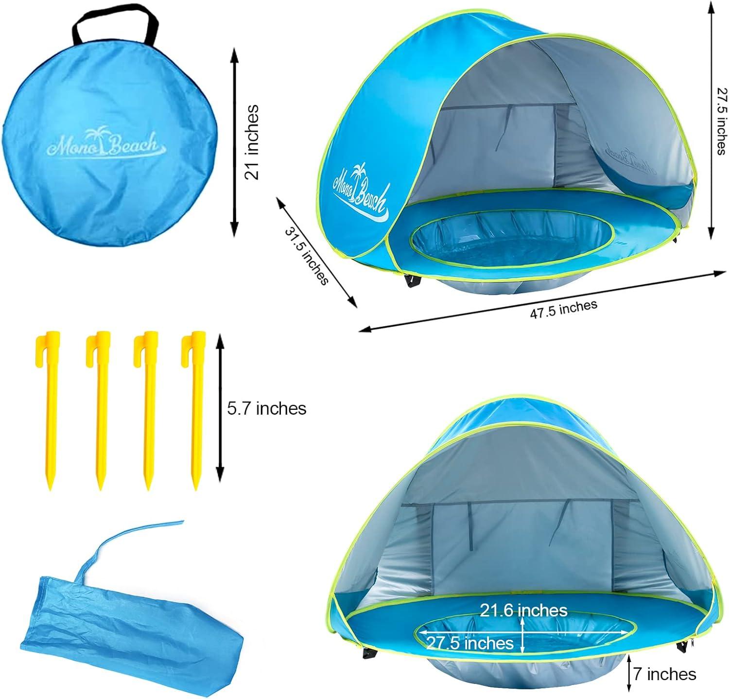 Blue Portable Baby Beach Tent with UV Protection