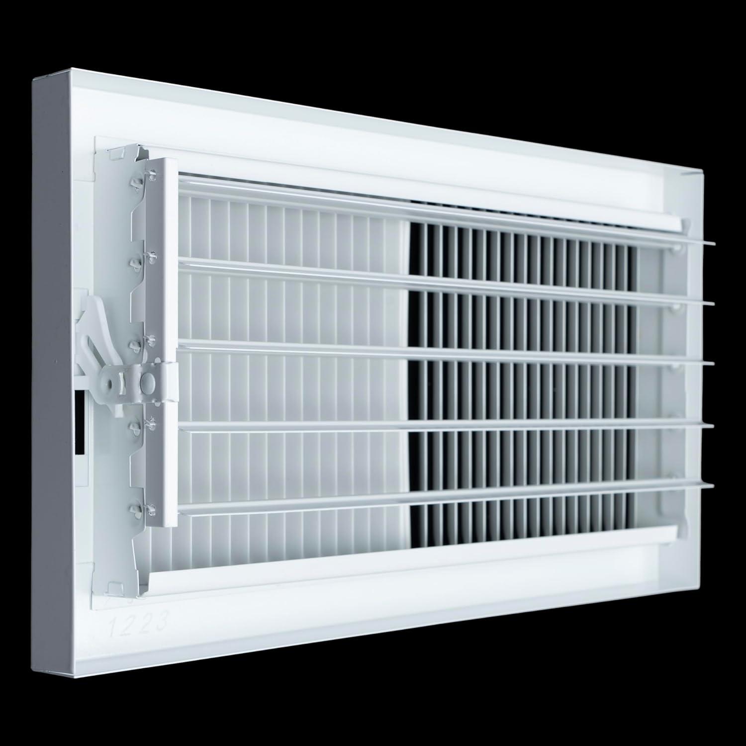 Fits 14x6 Duct Opening | Steel Baseboard Air Supply Grille with Multi-Shutter Damper | Air Register Vent Cover Grill | White | Outer Dimensions: 15-1/4" x 7-1/4"