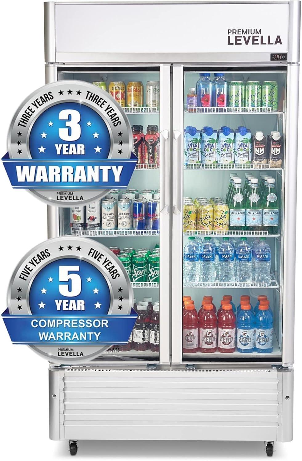 Premium 73'' Silver Smart Upright Double Glass Door Refrigerator