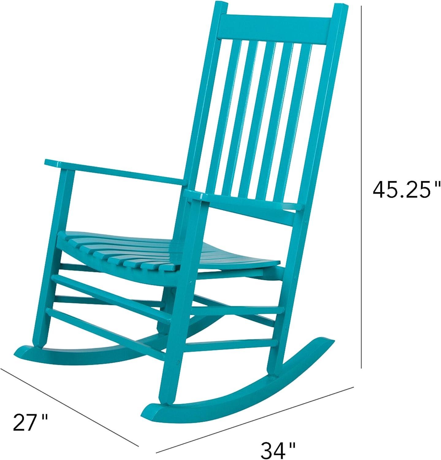 Blue Hardwood High Back Porch Rocking Chair