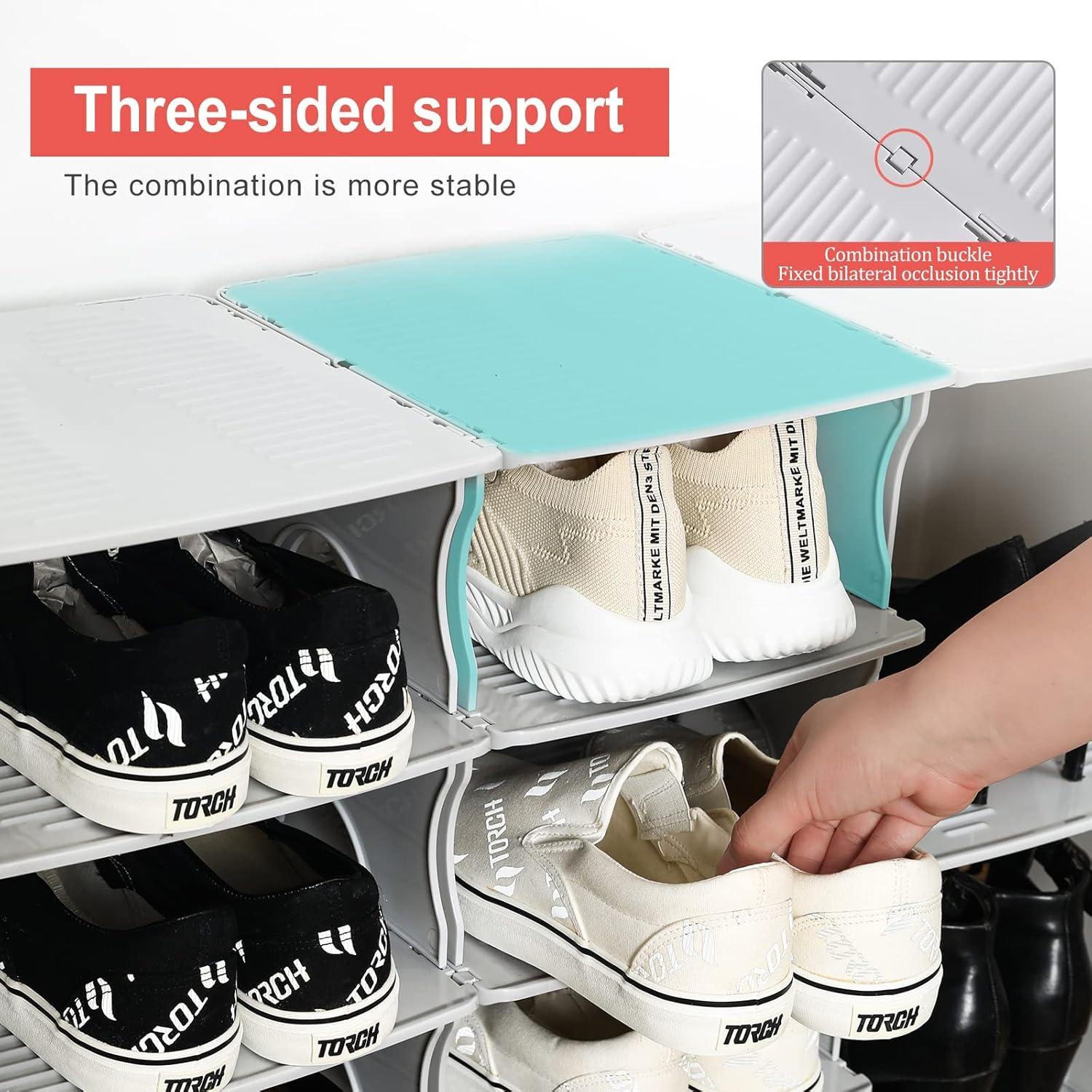 Gray Stackable 6-Tier Plastic Shoe Rack