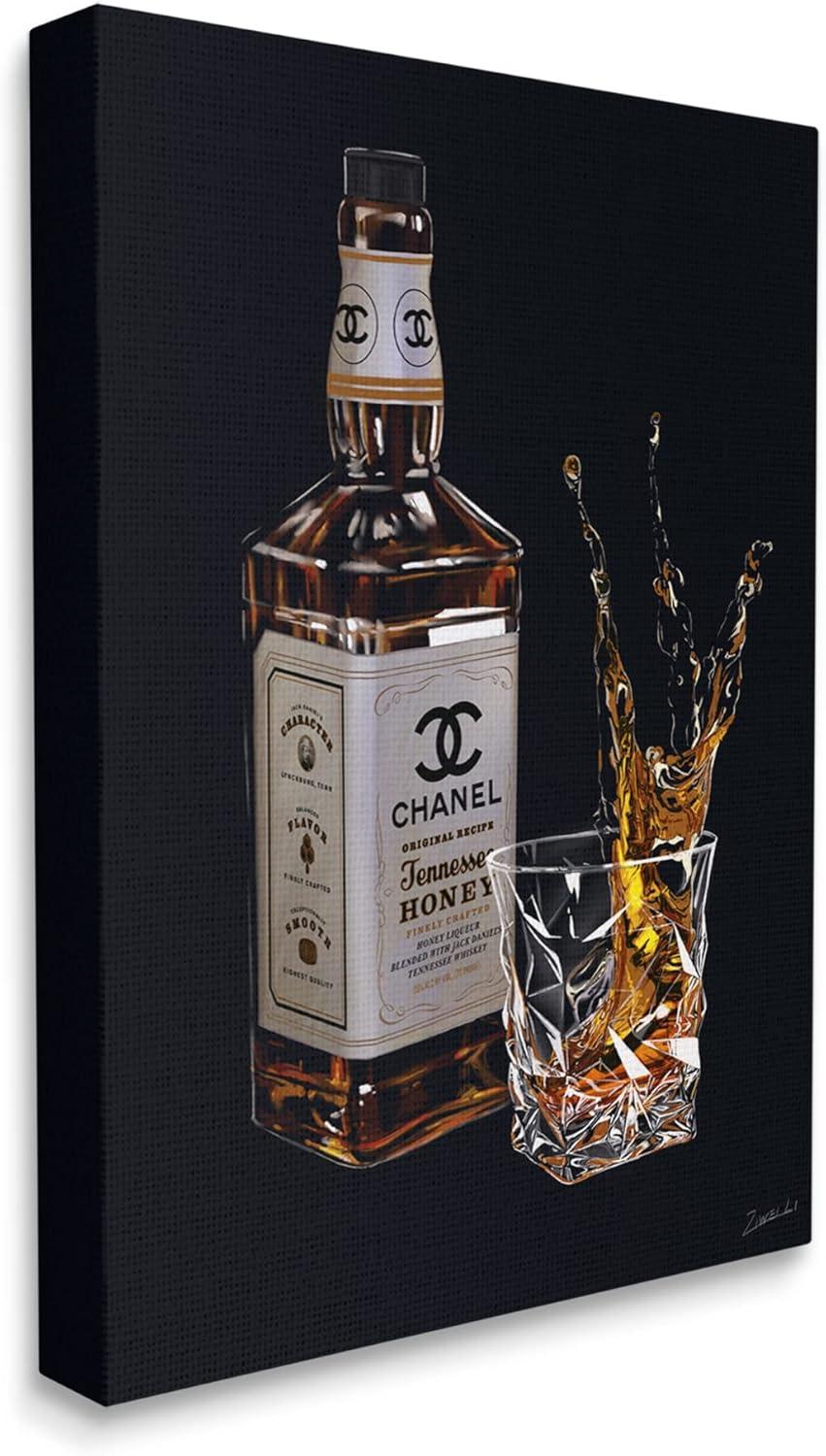 Stupell Industries Splashing Liqueur Glam Whiskey Bottle Graphic Art Gallery Wrapped Canvas Print Wall Art, Design by Ziwei Li