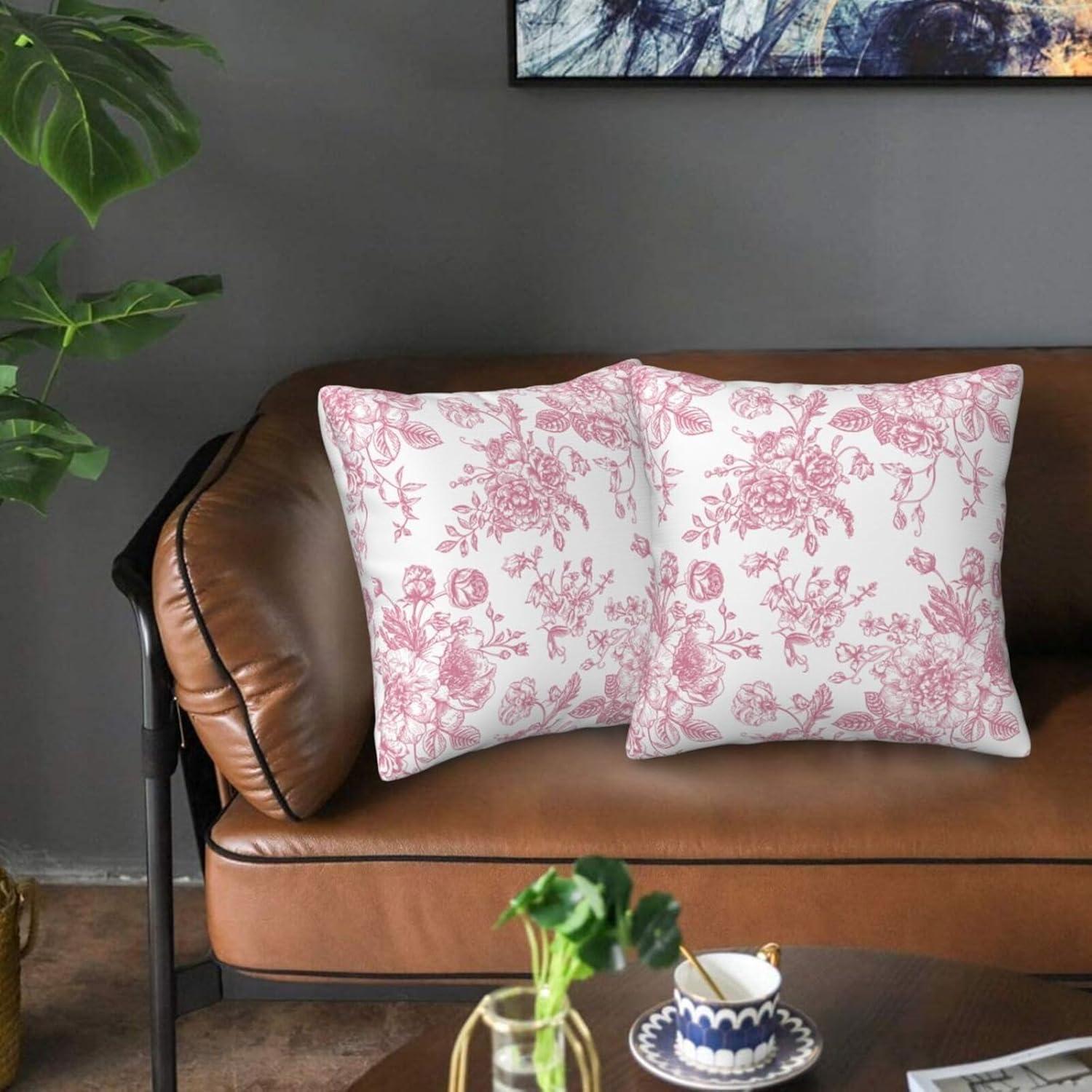 NEUTRALPOSTURE Floral Throw Pillow Covers 18X18 Inches Set Of 2, Decorative Vintage Chinoiserie Flower Pillow Case Farmhouse Cushion Covers For Sofa Bed Couch Living Room