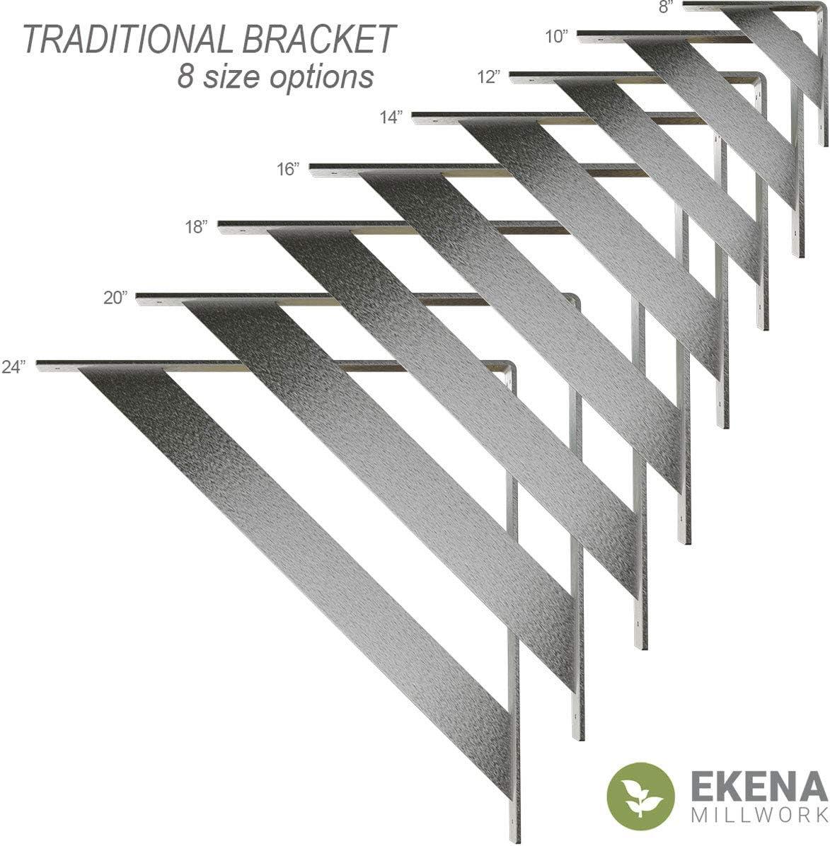 Ekena Millwork 2"W x 18"D x 18"H Traditional Steel Bracket, Hammered White