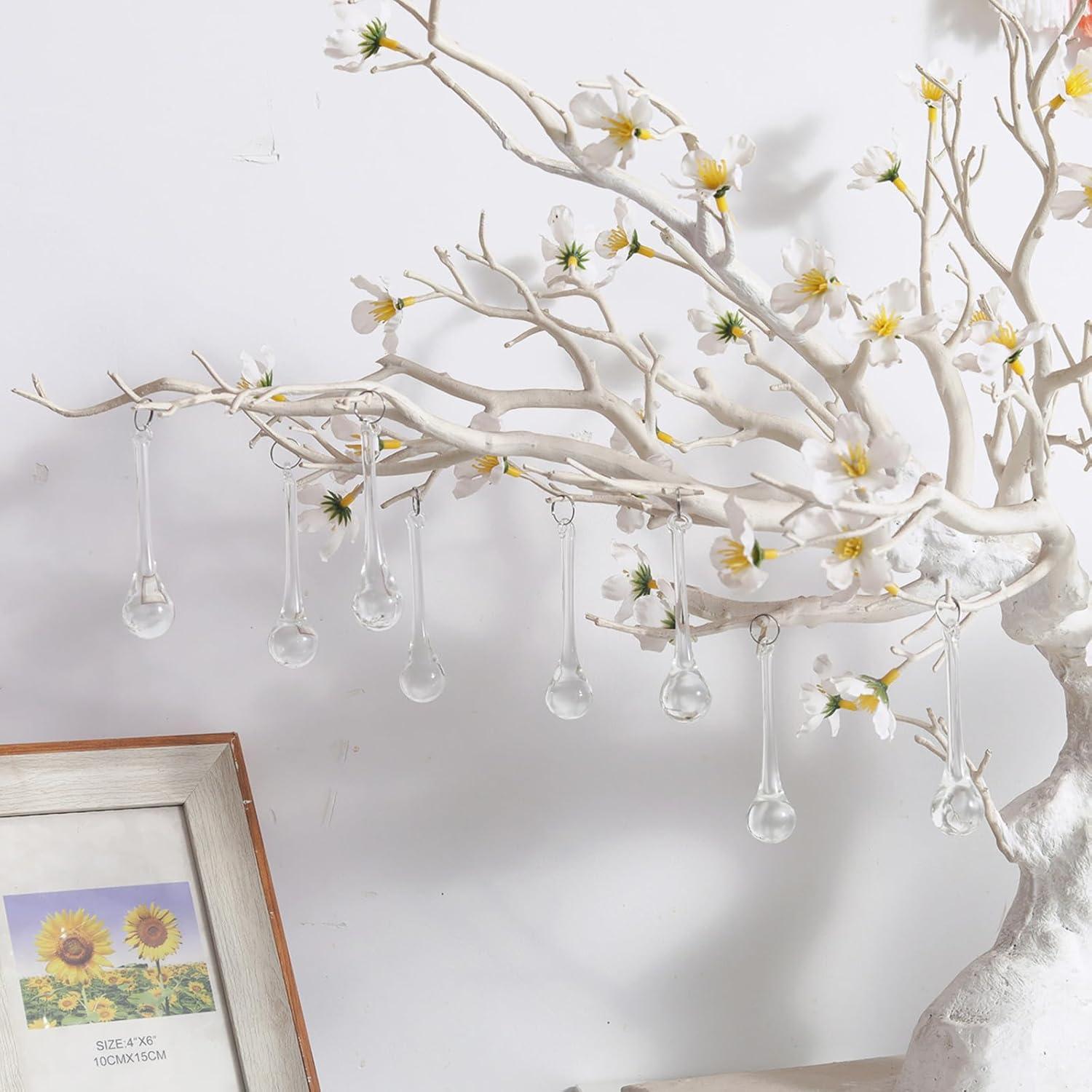 LONGWIN 20pcs Crystal Teardrop Chandelier Pendant Parts Wedding Party Christmas Tree Decorations Ornaments