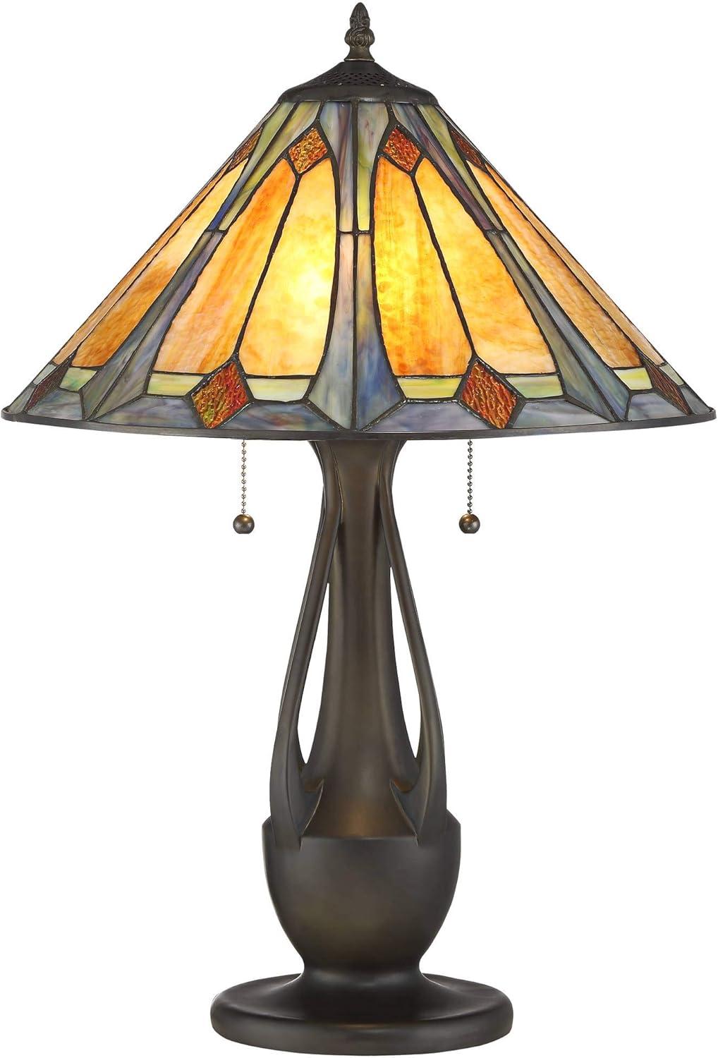 Robert Louis Tiffany Gerald Traditional Accent Table Lamp 23" High Deep Metallic Metal Stained Art Glass Shade for Bedroom Living Room Nightstand Home