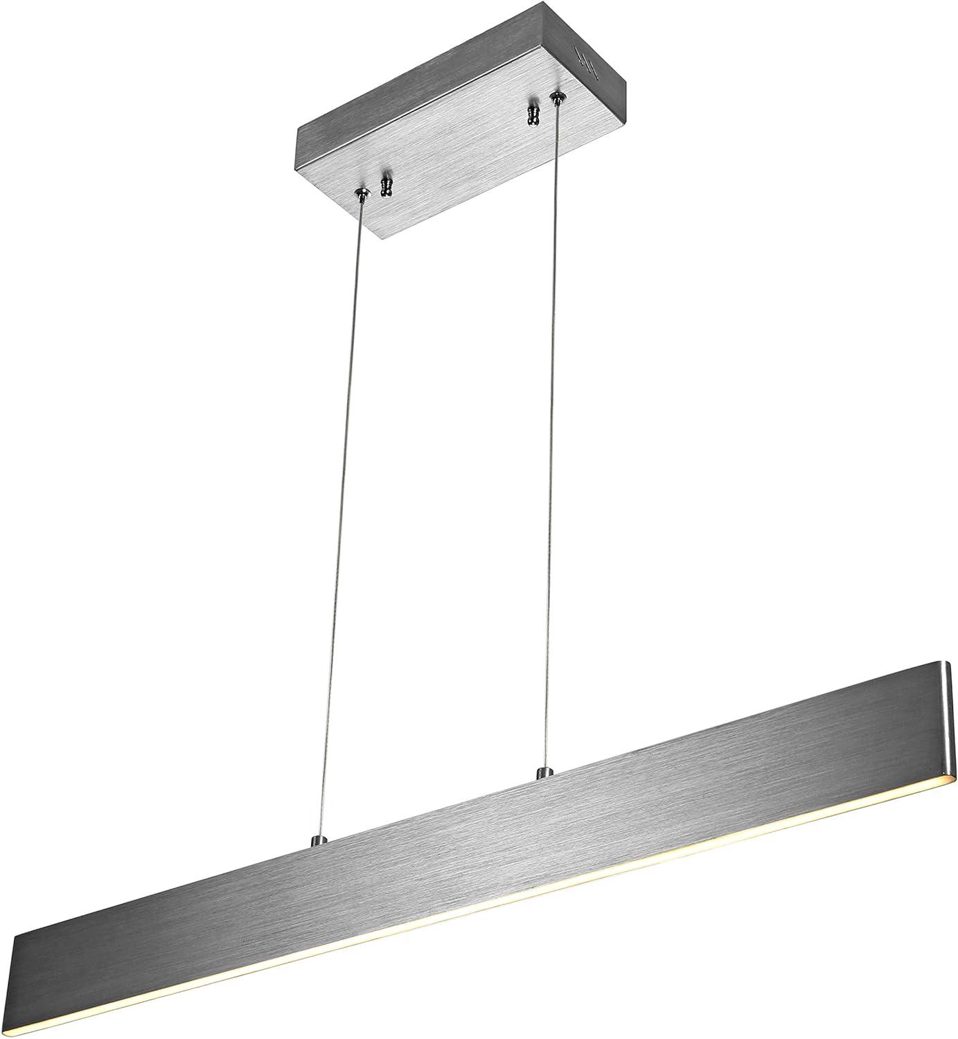 Draper 32" Dimmable Adjustable Integrated LED Metal Linear Pendant, Brushed Aluminum