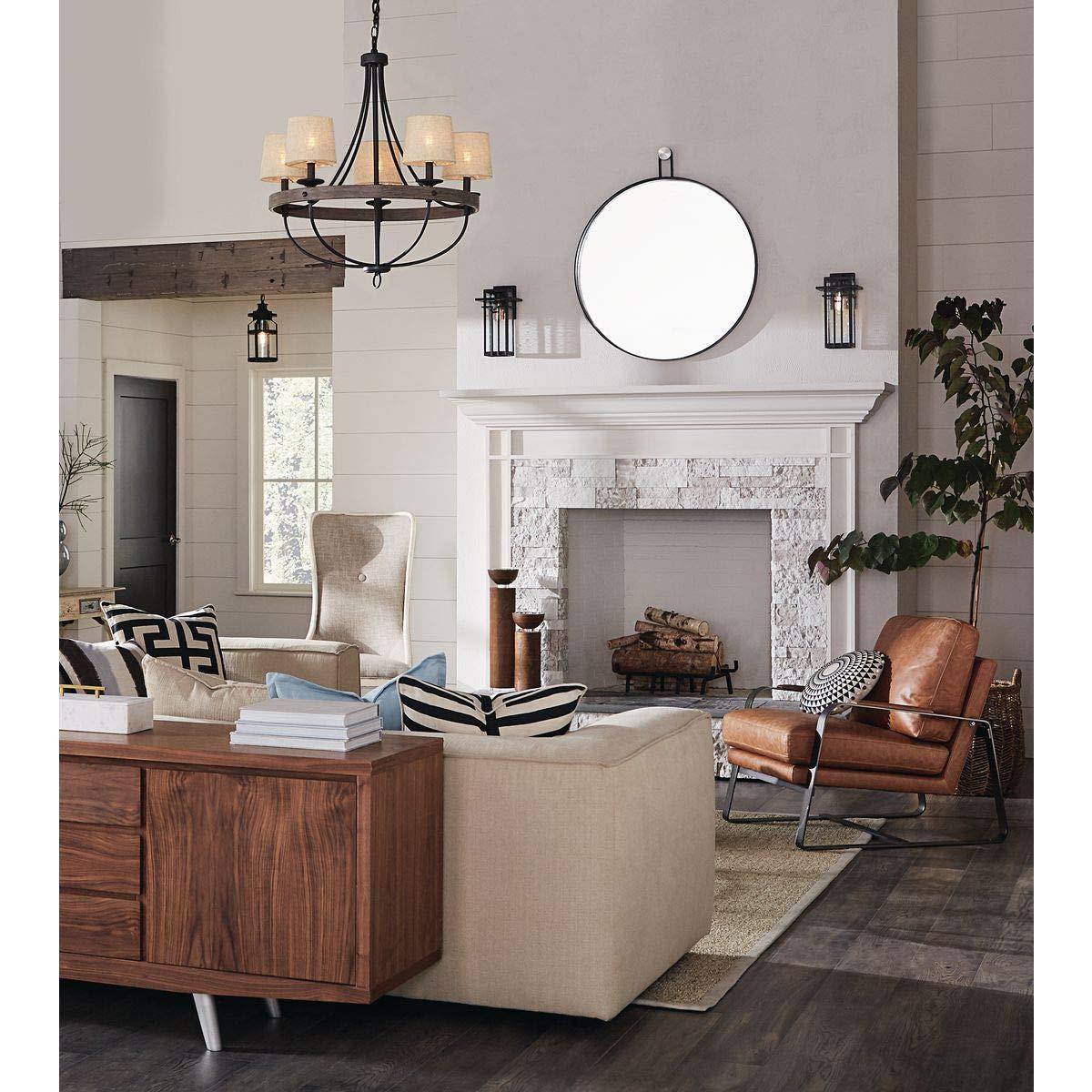 Progress Lighting Gulliver 5-Light Chandelier, Graphite Finish, Wood Grained Texture Shade