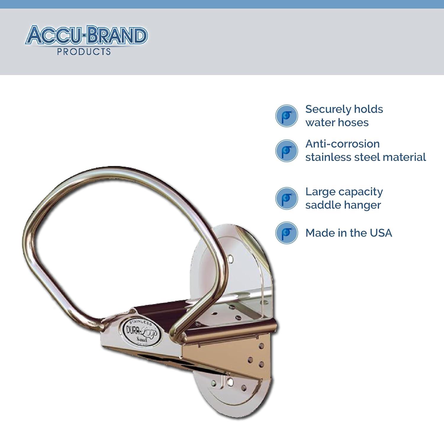 Accu Stainless Steel Saddle Hose Holder - Garden Hose Holder for Walls, Garages, & Utility Rooms