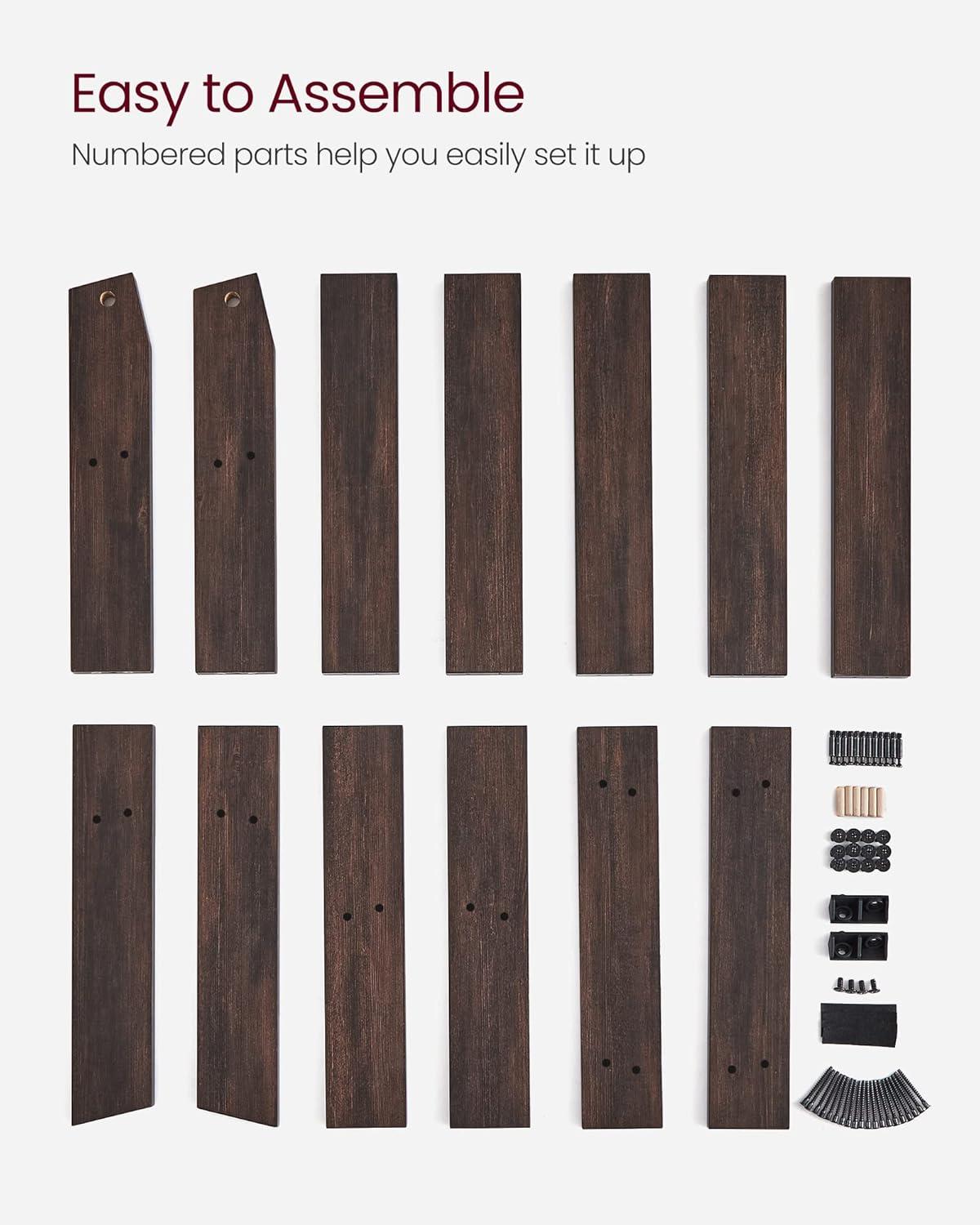Maroon Brown 5-Tier Rustic Particleboard Blanket Ladder