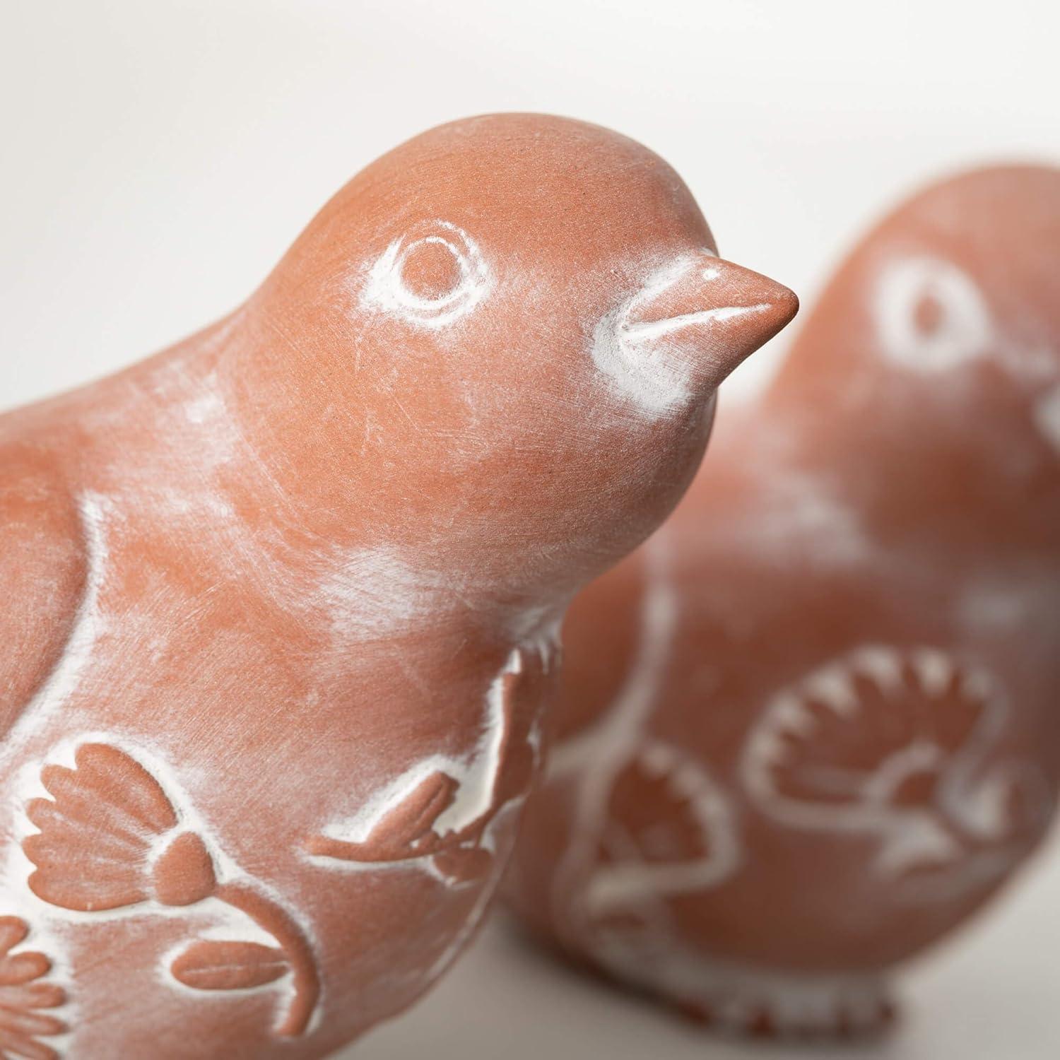 Sullivans 3.5" Terracotta Bird Figurine Set of 2