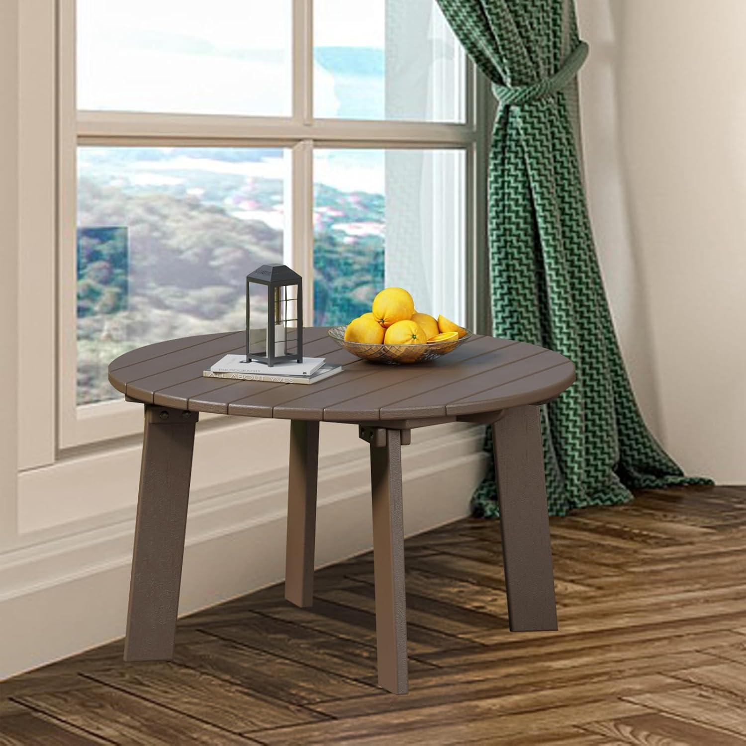 White Round Plastic Outdoor Adirondack Side Table