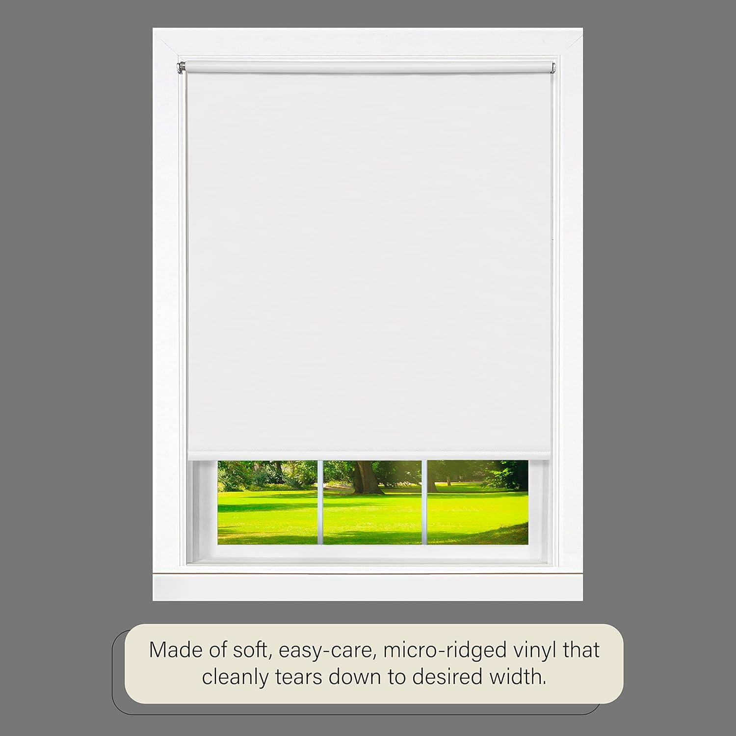 Achim Tear Down Indoor Cordless Vinyl Room Darkening Roller Window Shade, 72 x 37, White