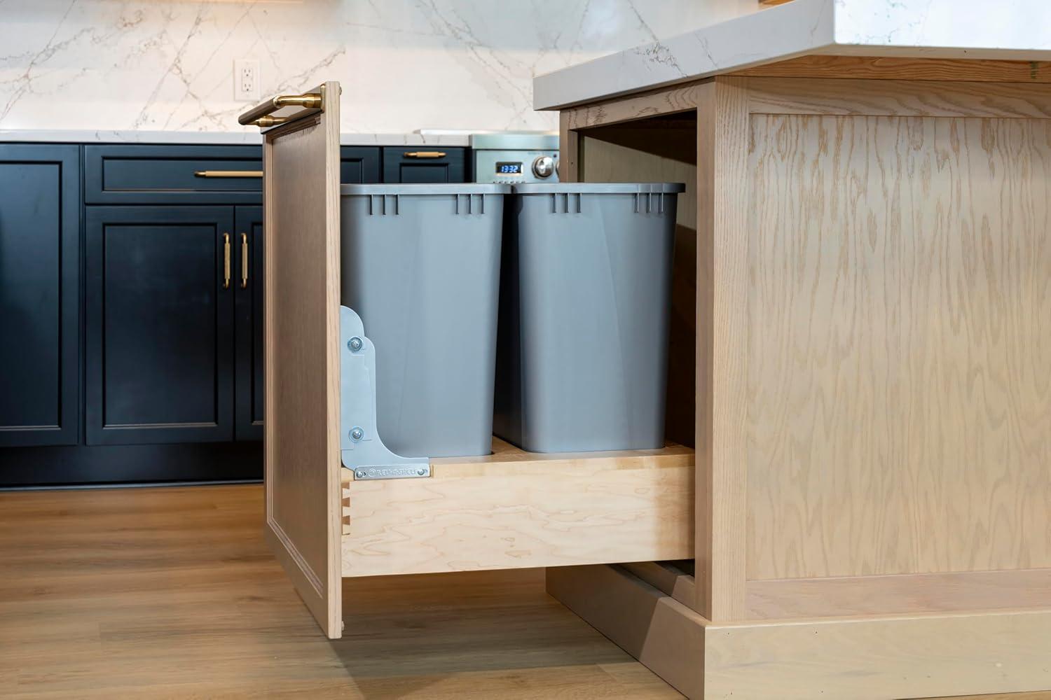 Rev-A-Shelf Rev-A-Shelf Double Pull Out Bottom Mount Trash Can, Gray