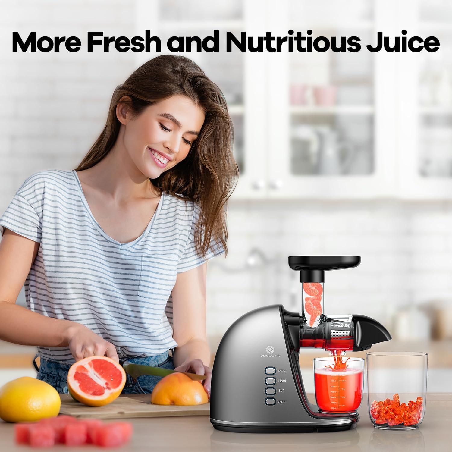 Silver Electric Masticating Juicer with Stainless Steel Blades