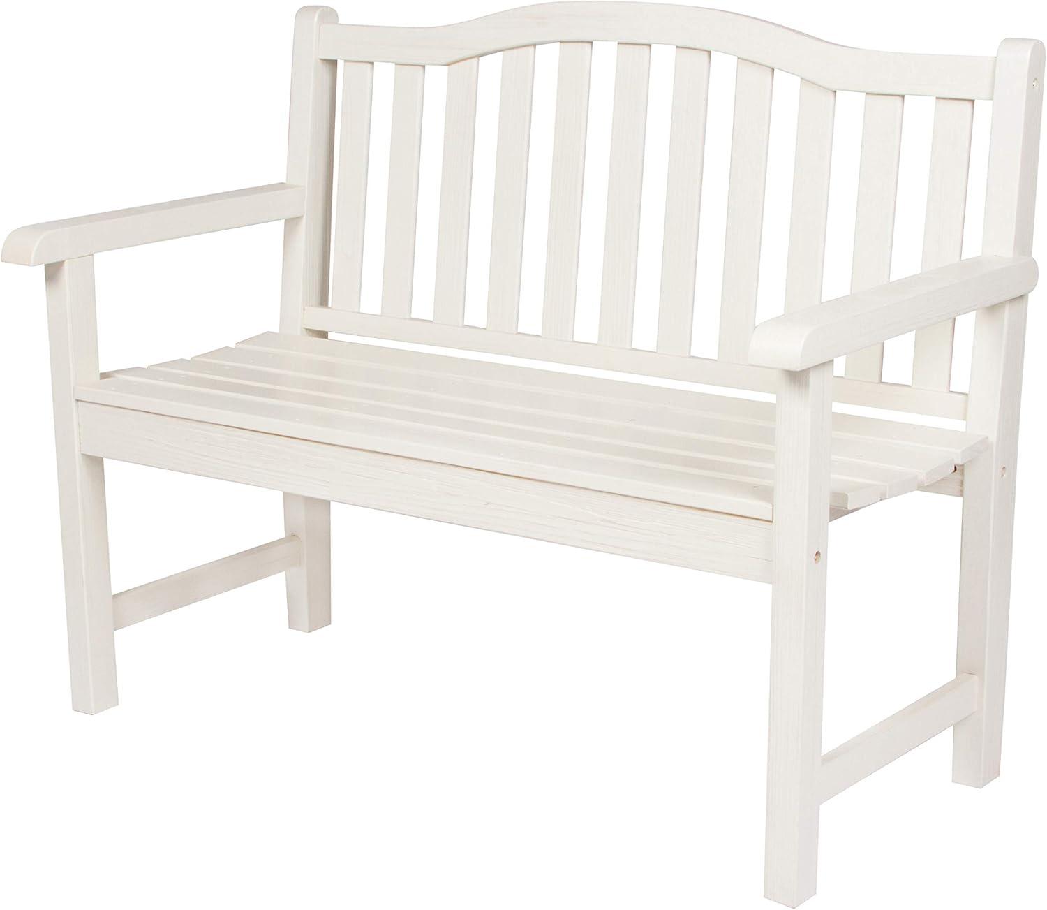 Shine Company Belfort II Wood Garden Bench, Eggshell White