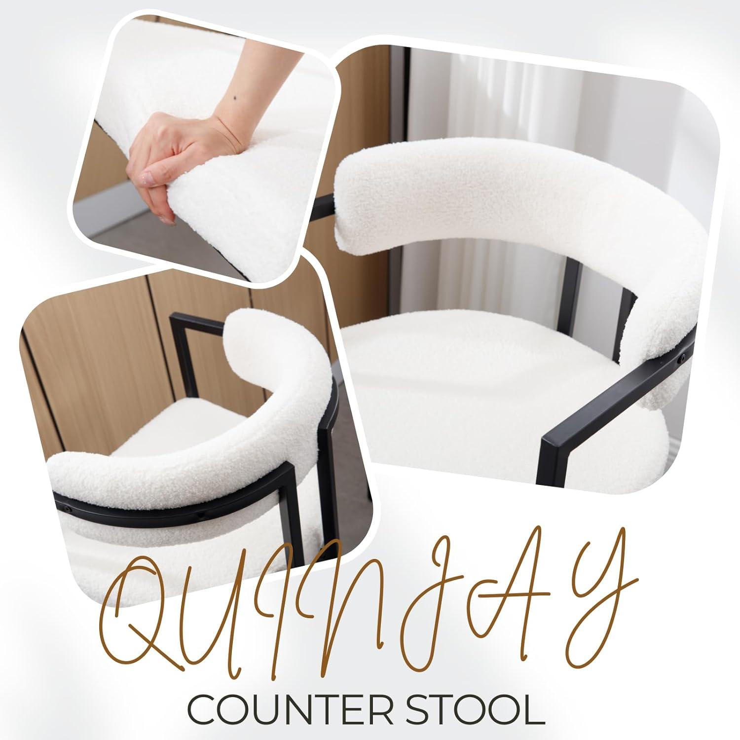 Modern Upholstered Hollow Bar Stool With Armrests And Footrests, Barrel High Bar Stools