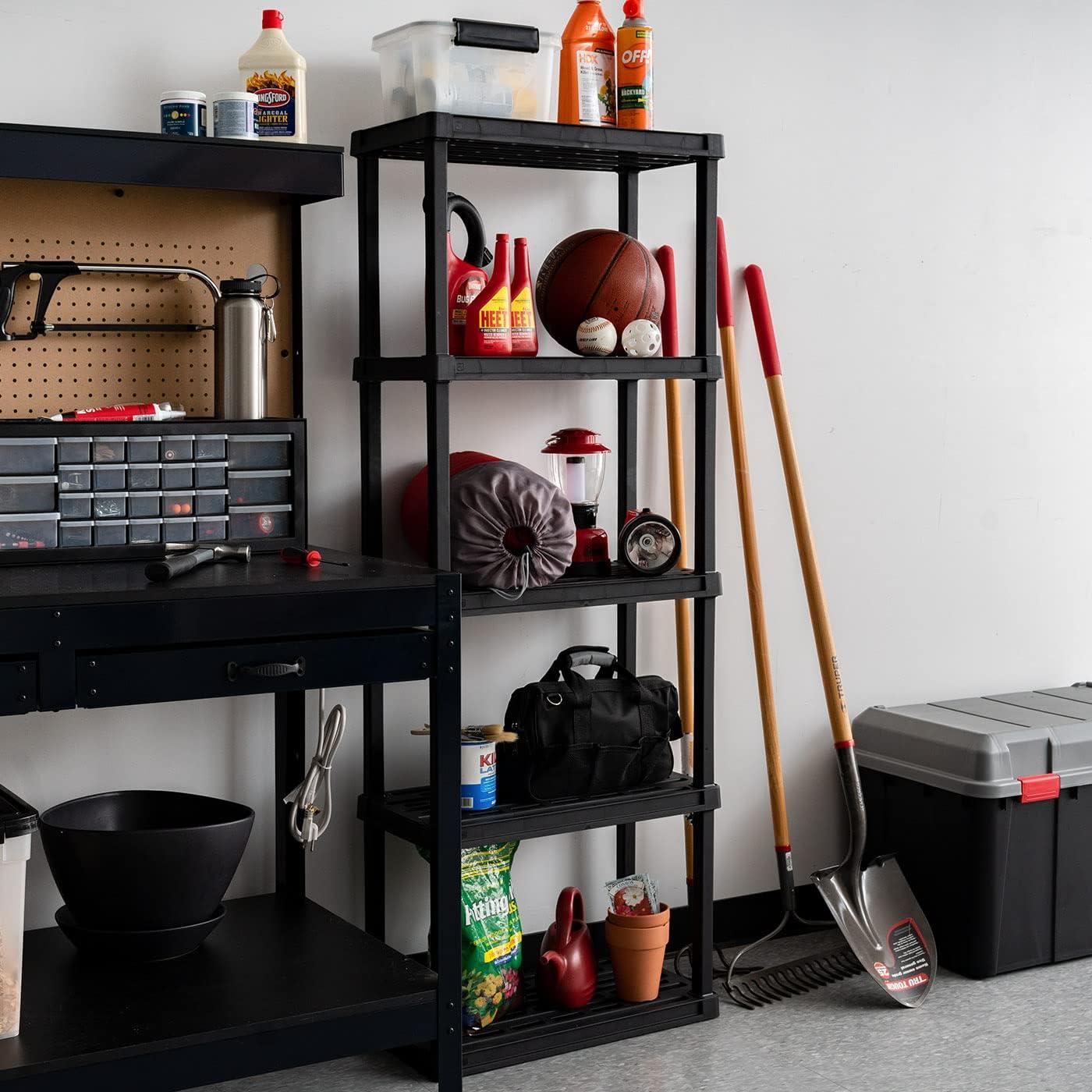 Black 5-Tier Recycled Plastic Storage Shelving Unit