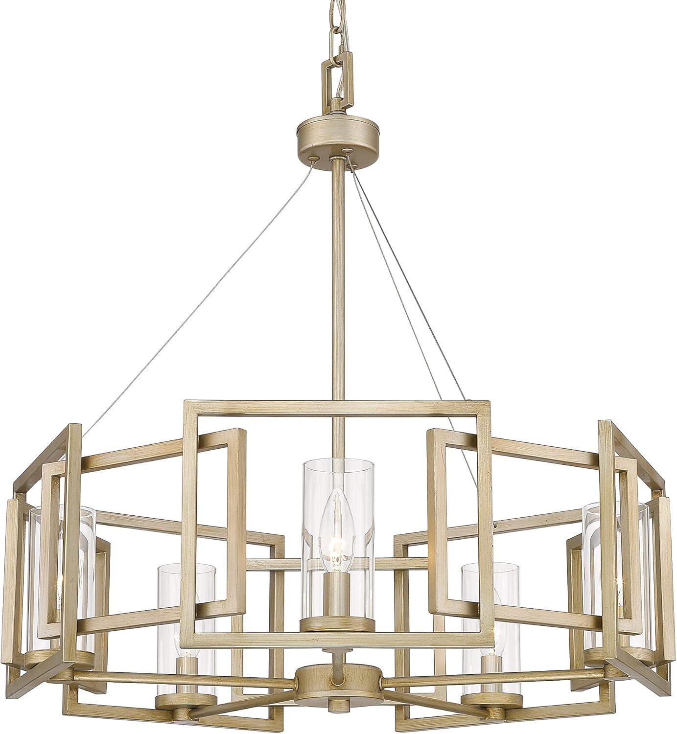 Golden Lighting Marco 5-Light Chandelier in White Gold with Clear Glass