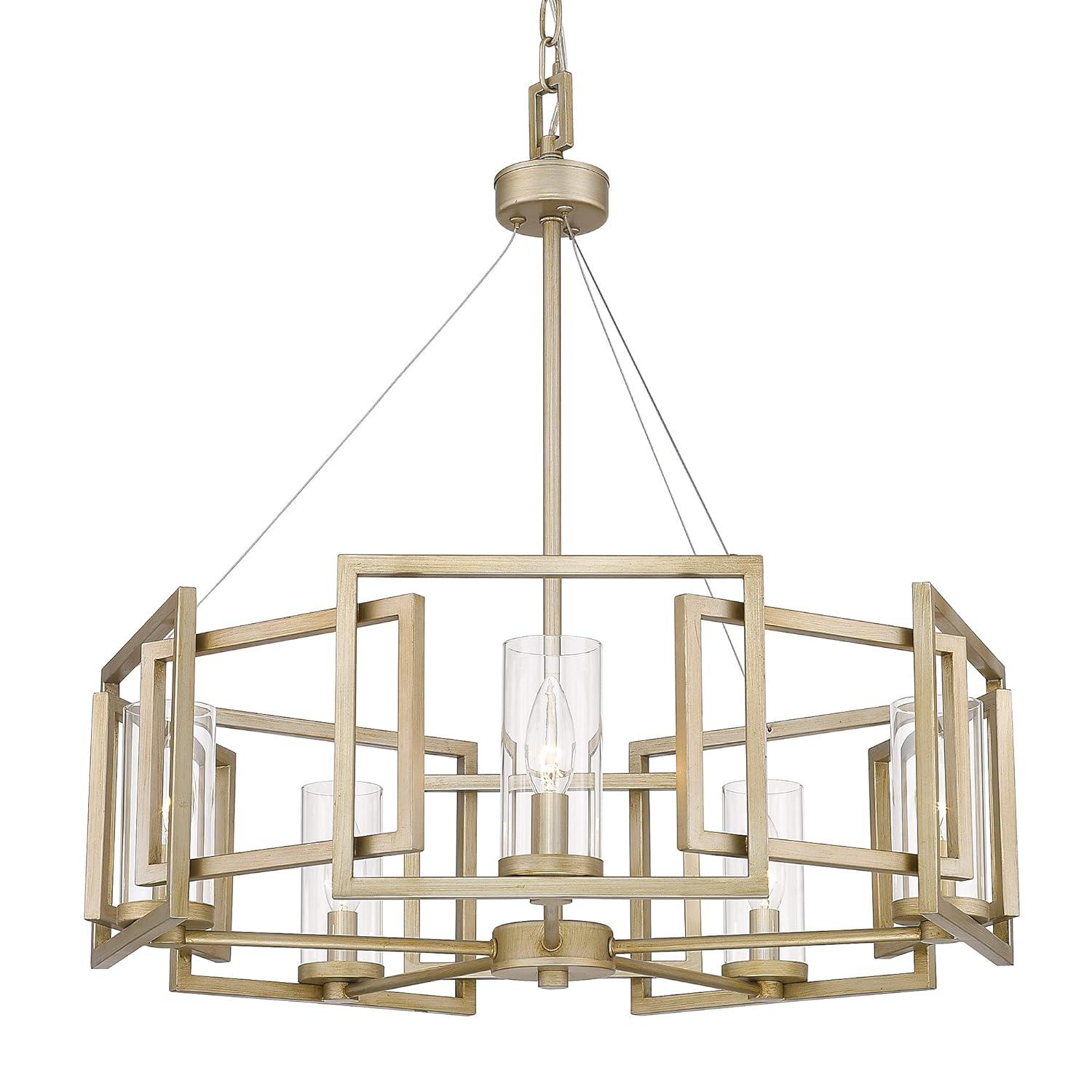 Golden Lighting Marco 5-Light Chandelier in White Gold with Clear Glass