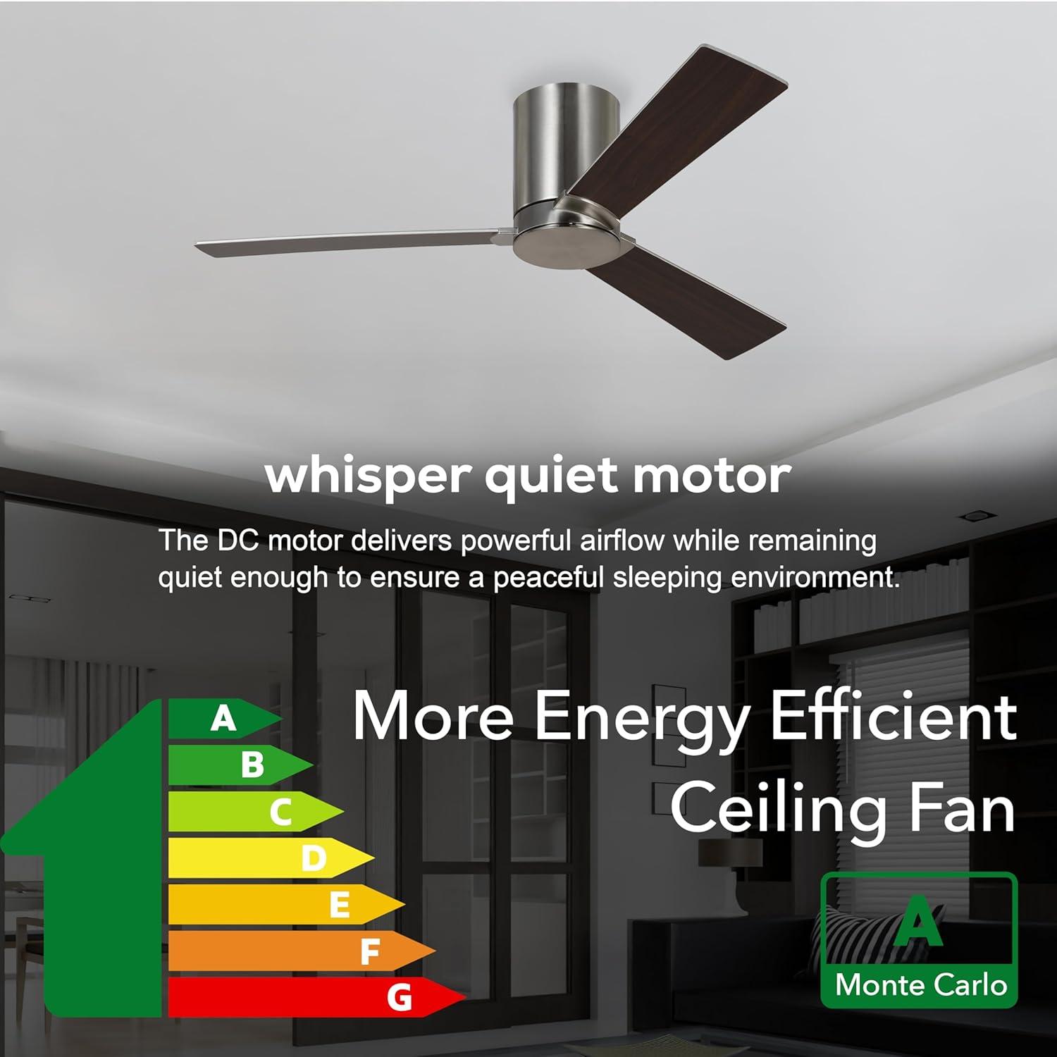 Brushed Steel 52" Ceiling Fan with Reversible Walnut Blades