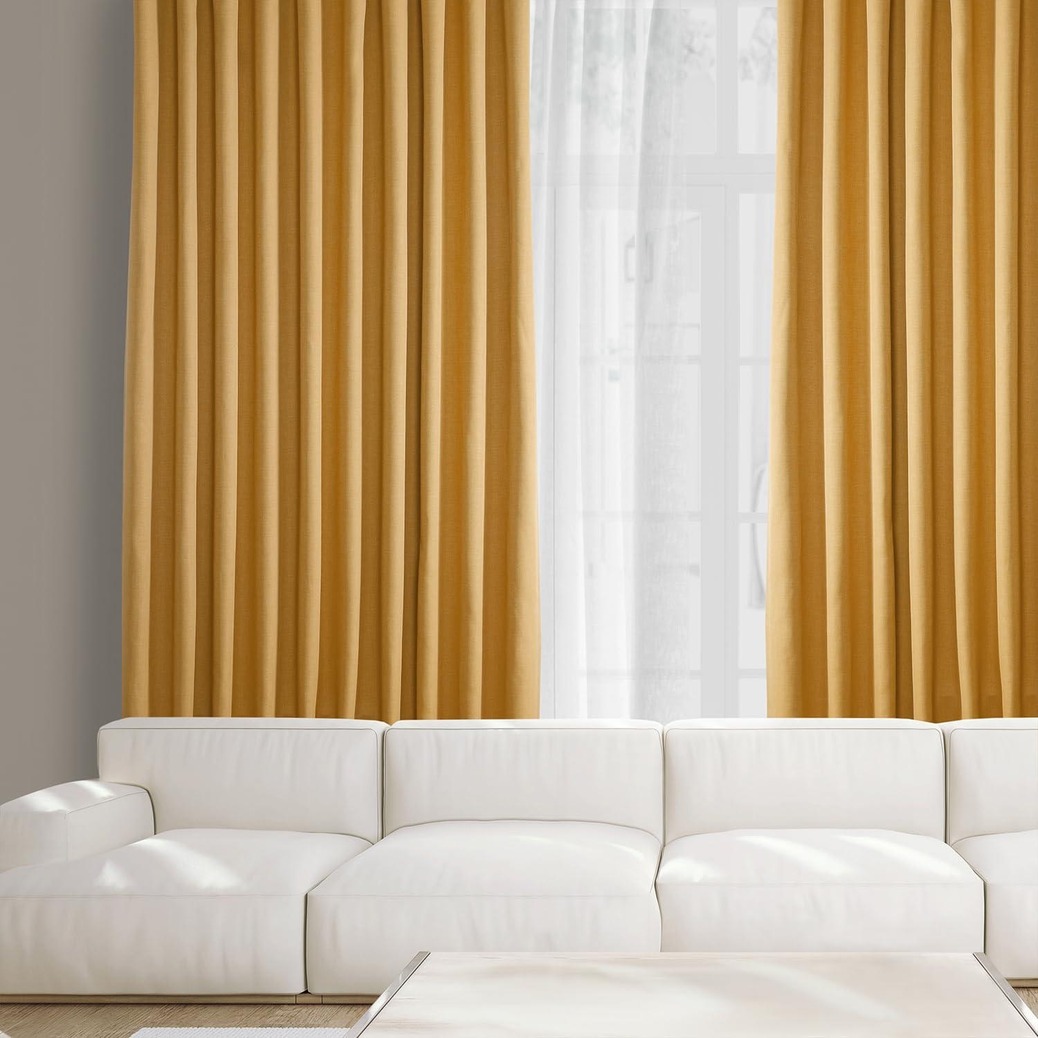 Ottis Textured Faux Linen Rod Pocket Room Darkening Curtains for Bedroom & Living Room Curtains - Single Panel Drapes