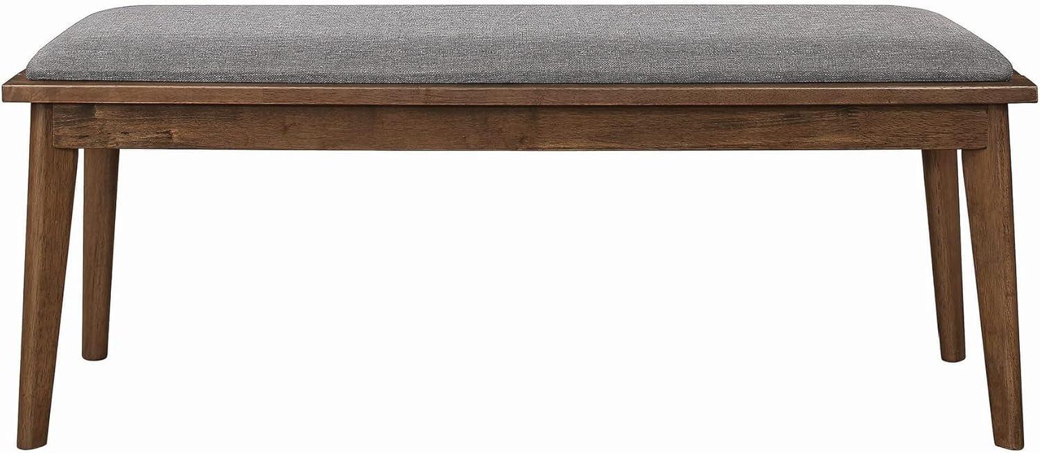 Fabric Upholstered Wooden Bench with Chamfered Legs Gray and Brown - Saltoro Sherpi