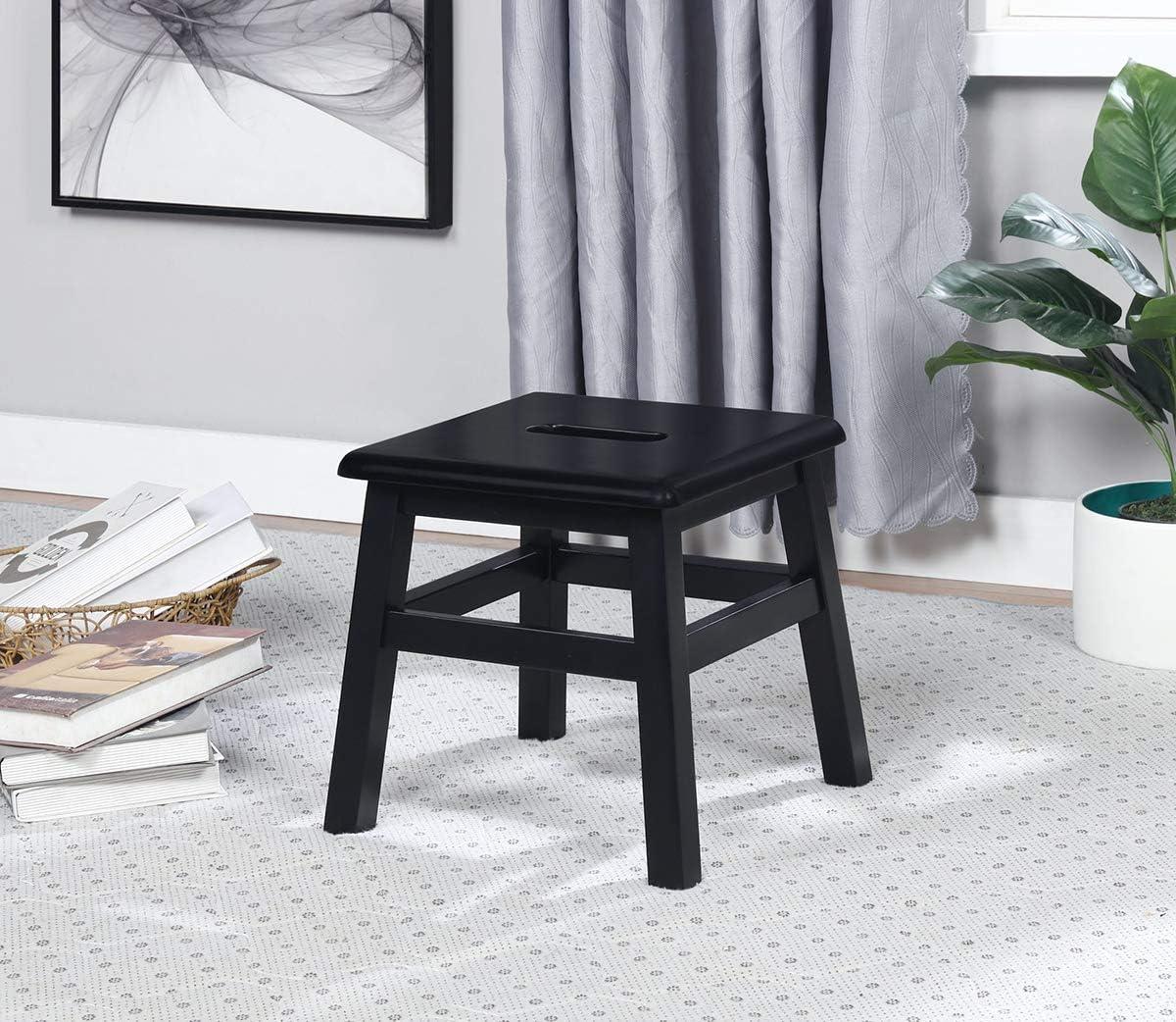 eHemco Solid Hardwood Wooden Step Stool for Adults and Kids, 12.25 Inches Height, Set of 2, Black