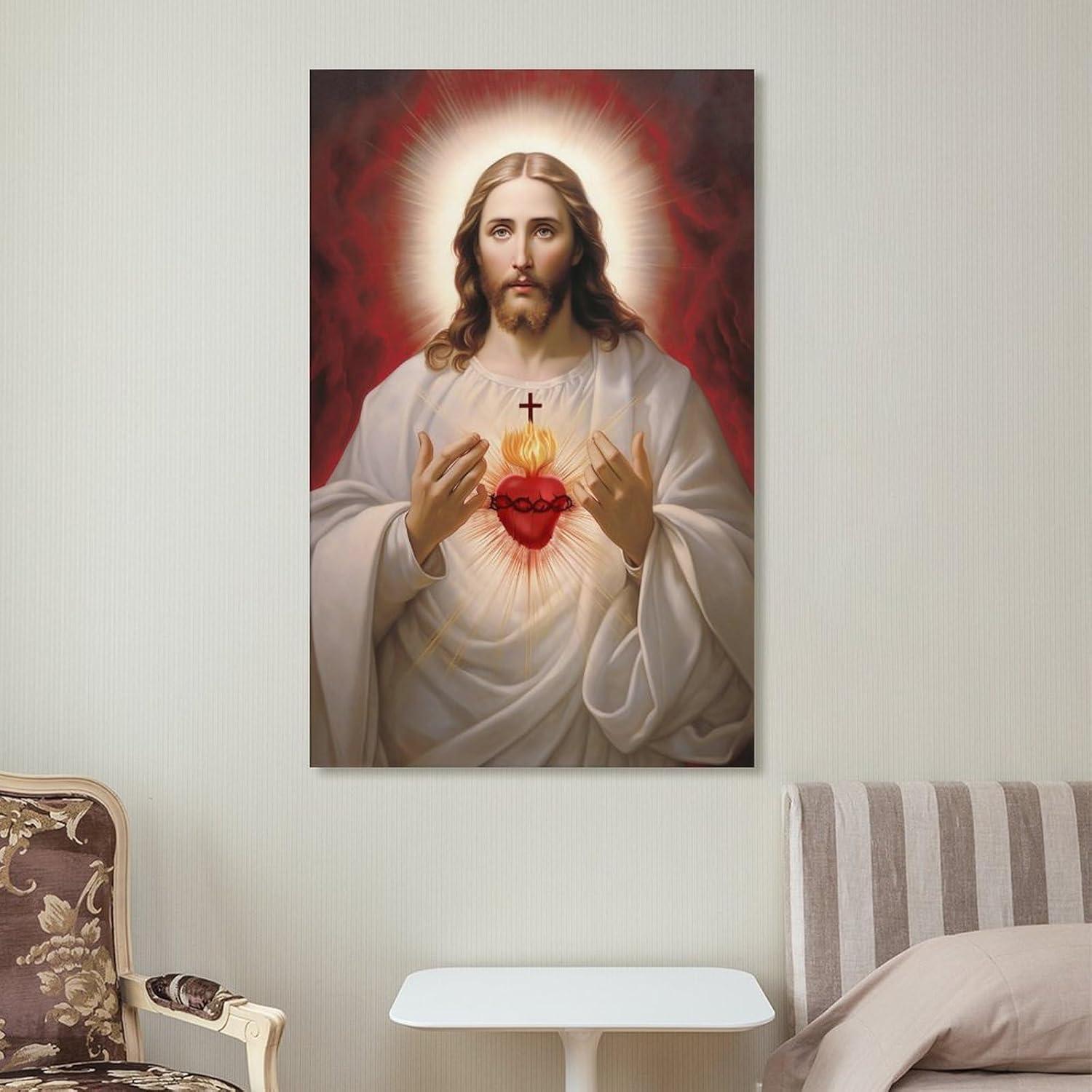 Sacred Heart of Jesus Religious Canvas Wall Art