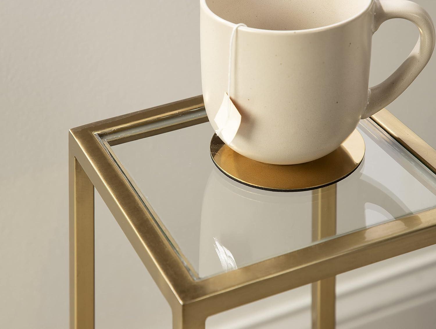 Kate and Laurel Jaspur Square Metal Drink Table, 7x7x21, Gold