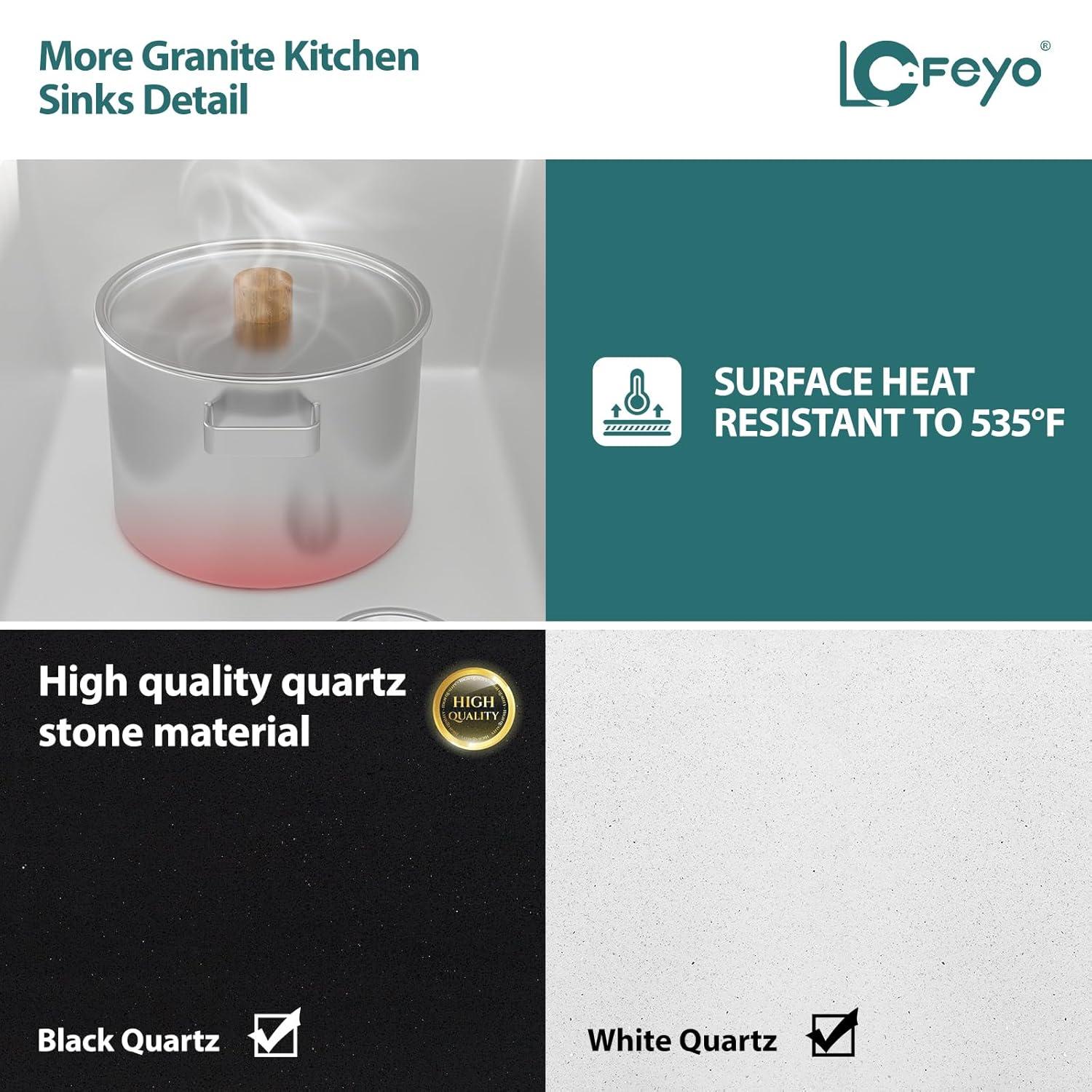 25x22 Inch Black Granite Composite Single Bowl Kitchen Sink