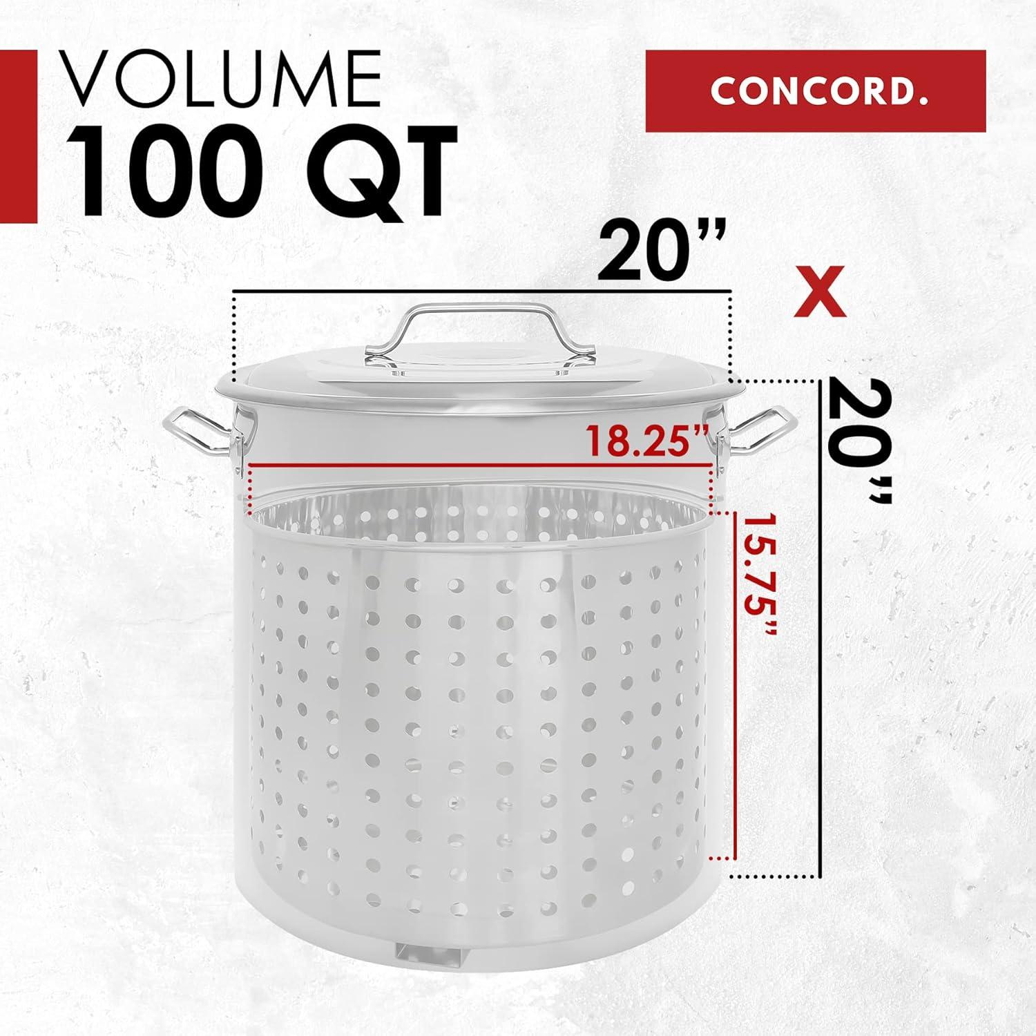 100 Quart Stainless Steel Stock Pot with Steamer Basket