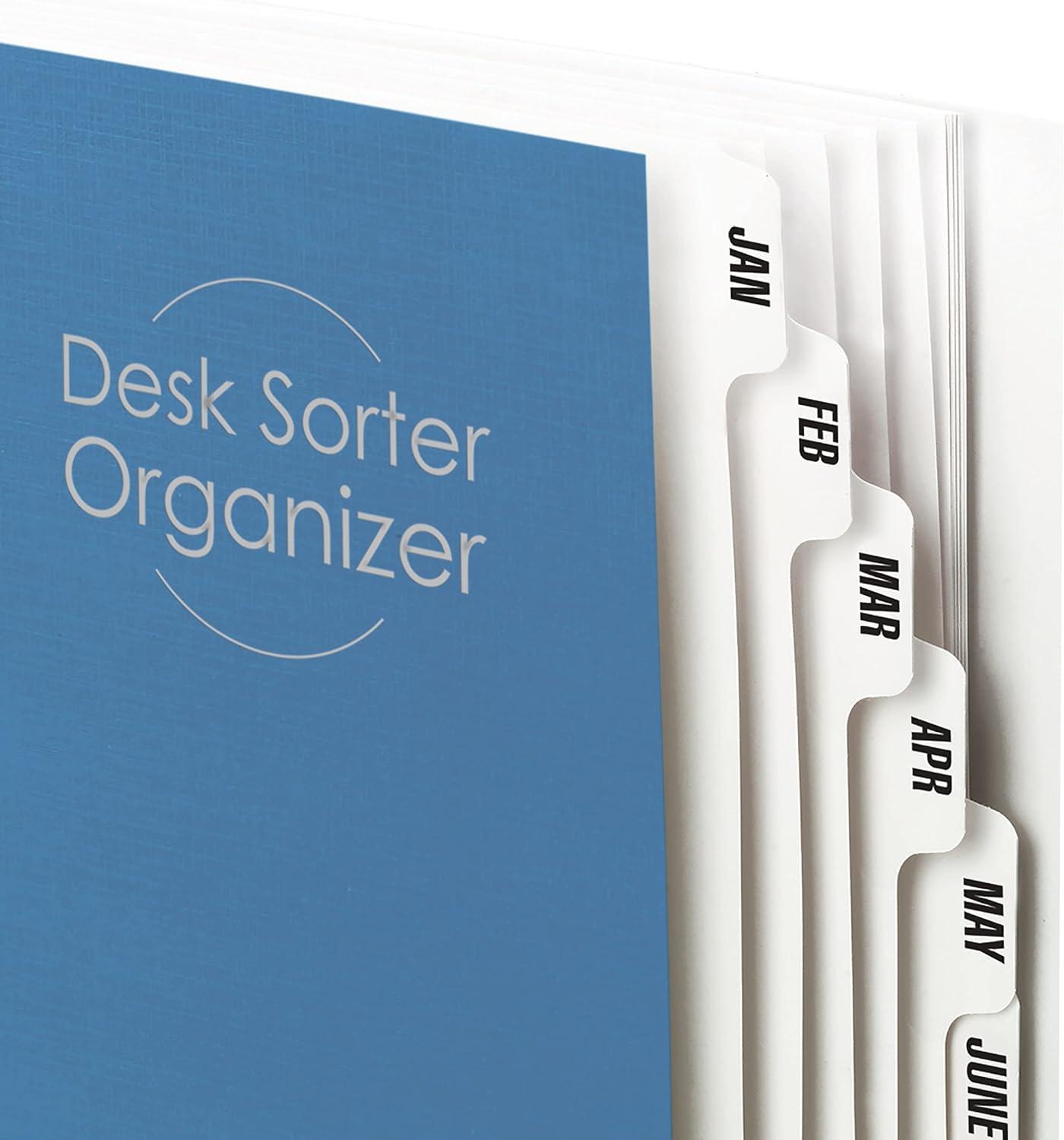 Smead Monthly Desk File Sorter, Monthly (Jan.-Dec.) Letter Size, Blue (89286)