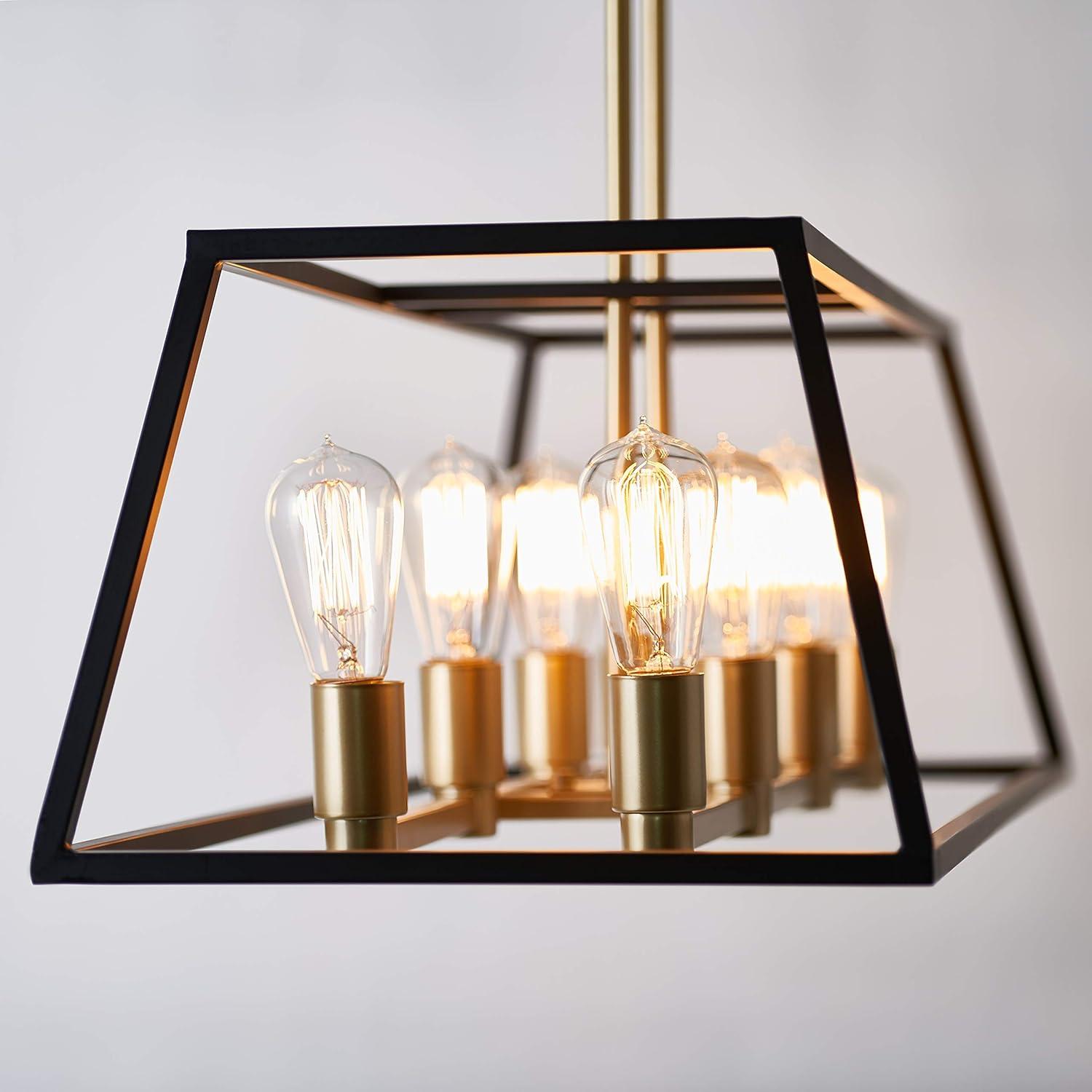 Carter Long 8-Light Black and Gold Geometric Linear Chandelier