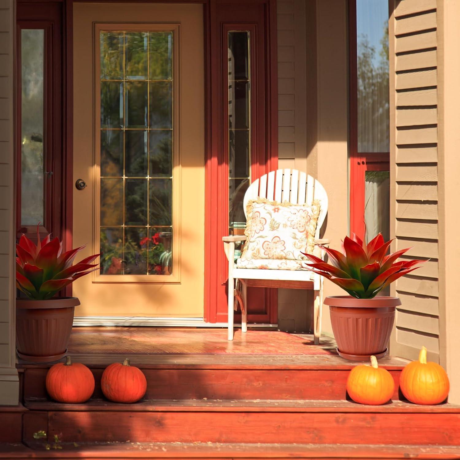 Velener Fall Fake Agave Artificial Plant Outdoor, Red Fake Succulents Plant for Room Decor and Autumn, Unpotted Faux Plants for Outdoor/Indoor Fall Decor, Red, 22 inches, Set of 1