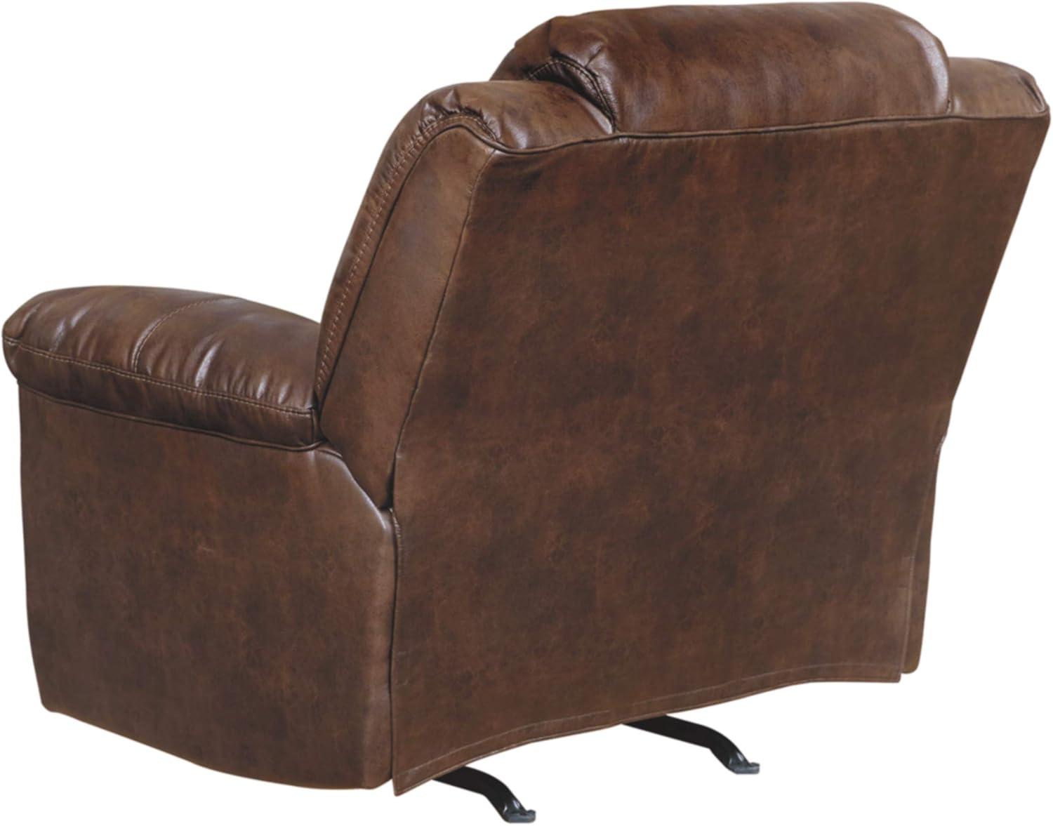 Chocolate Faux Leather Channel Armchair Recliner with Metal Frame