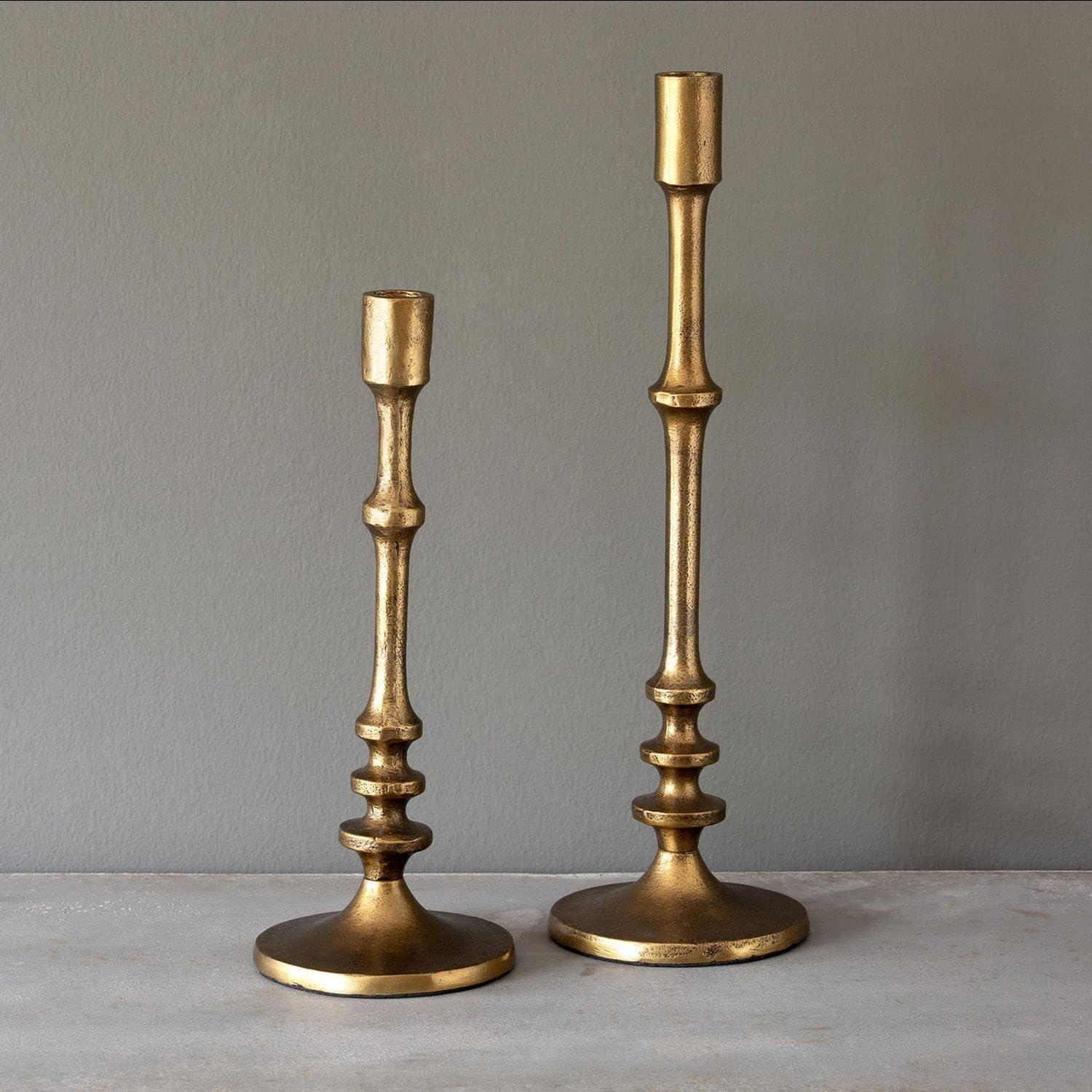 Medium Aged Brass Cast Aluminum Candlestick Holder