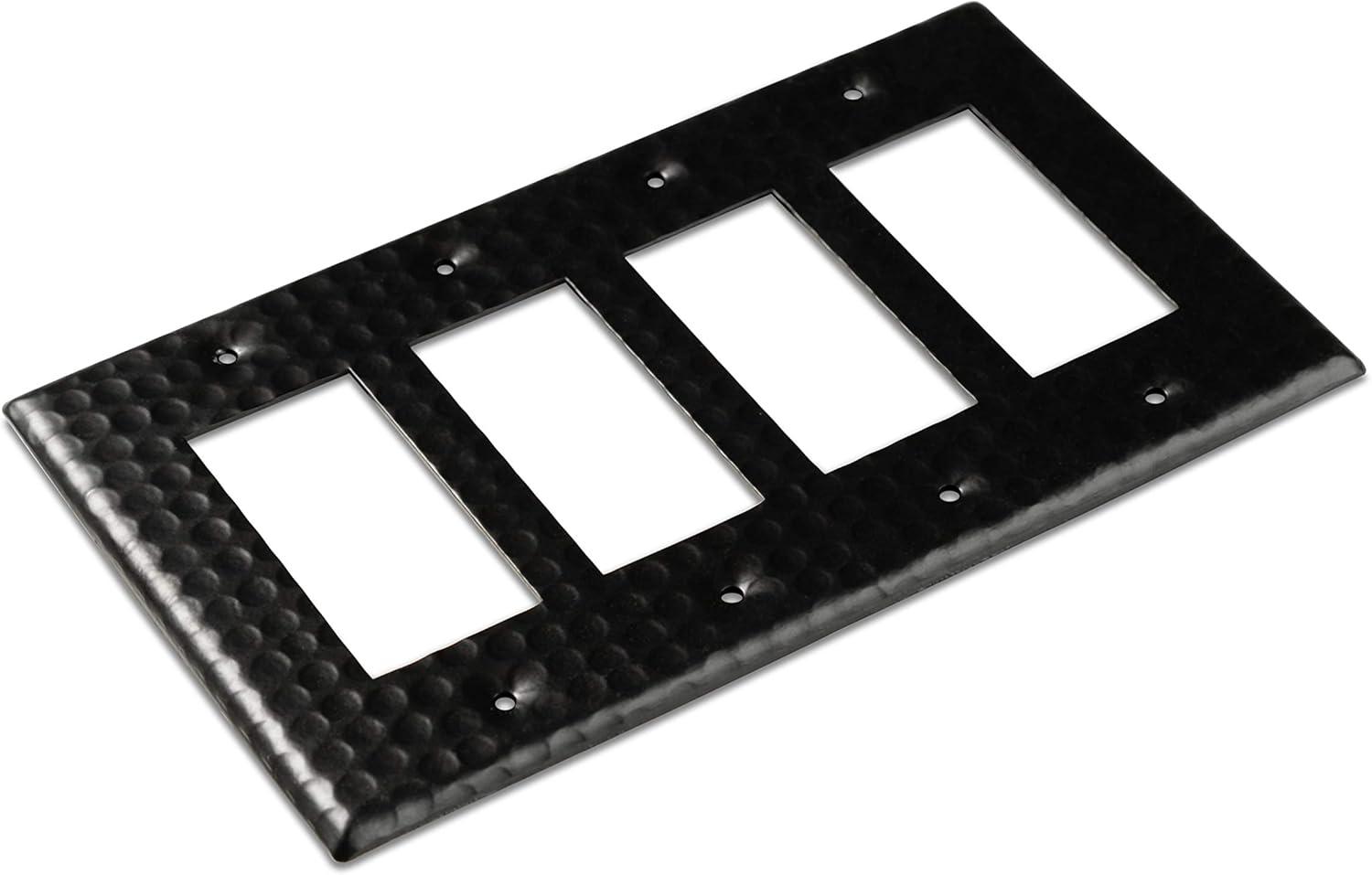 Monarch Abode Hand Hammered 4-Gang Rocker Light Switch Standard Wall Plate