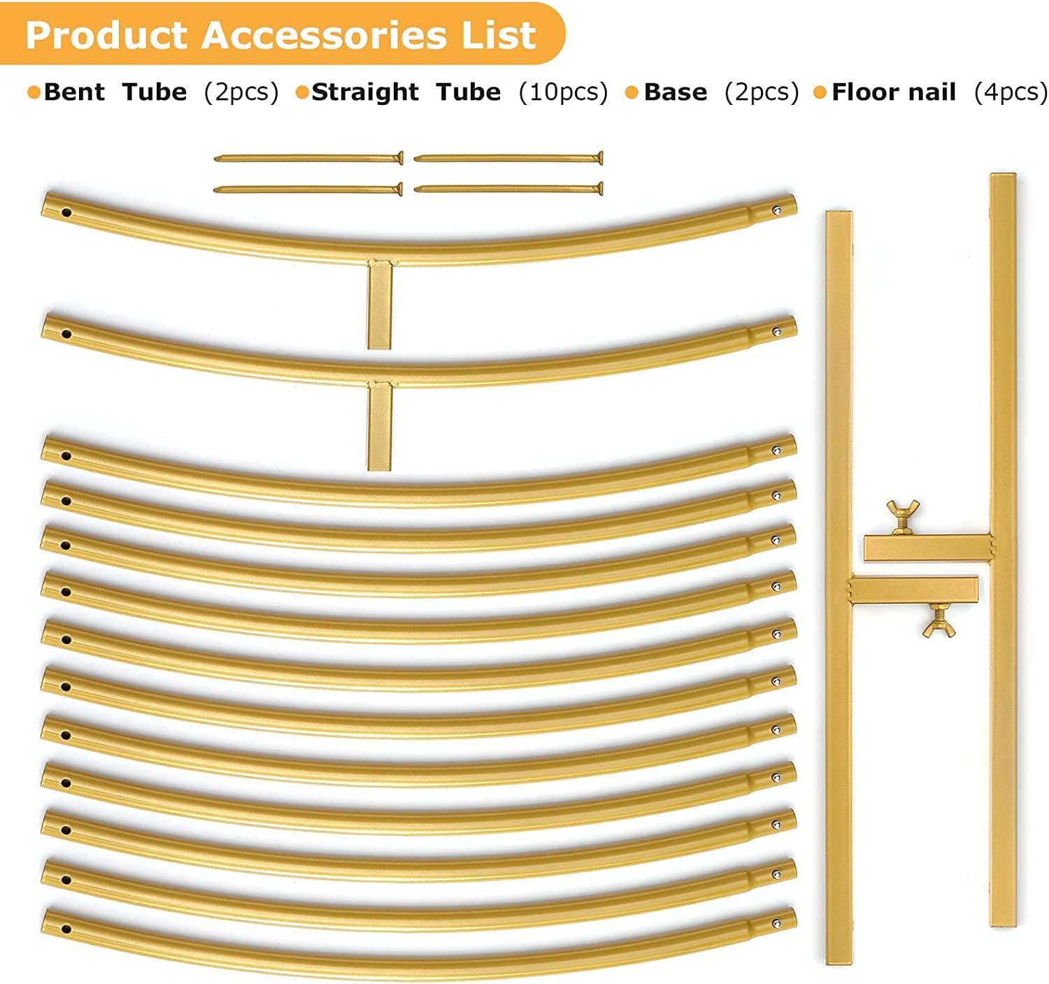 GARFANS Round Backdrop Stand 6.56FT Metal Gold Wedding Arch with Support Feet Nails Circle Balloon Arch Stand Garden Arbor Frame for Wedding Birthday Party Baby Shower Photo Background Ceremony Decor