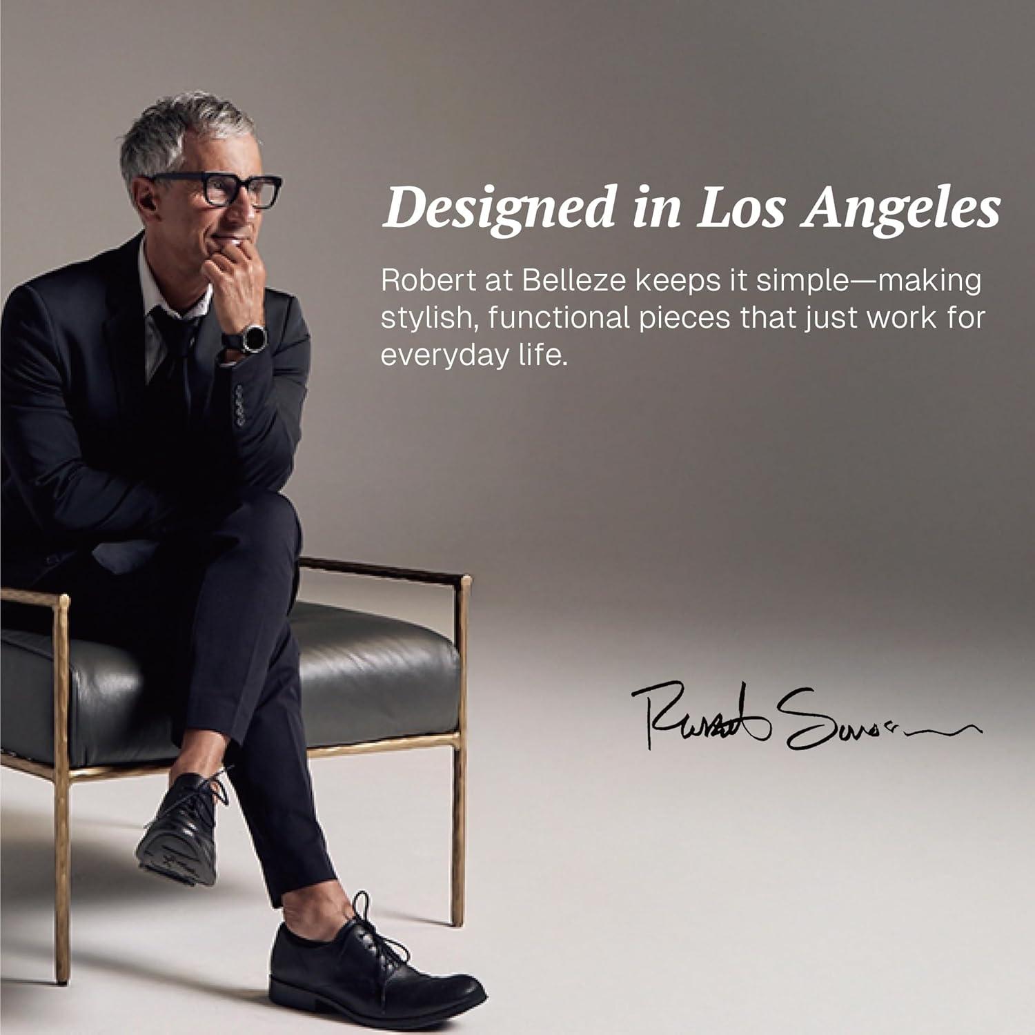 BELLEZE 70" TV Stand for TVs up to 75", Modern TV Stand & Entertainment Center with Shelves, Wood Storage Cabinet for Living Room or Bedroom - Brixston (Brown)