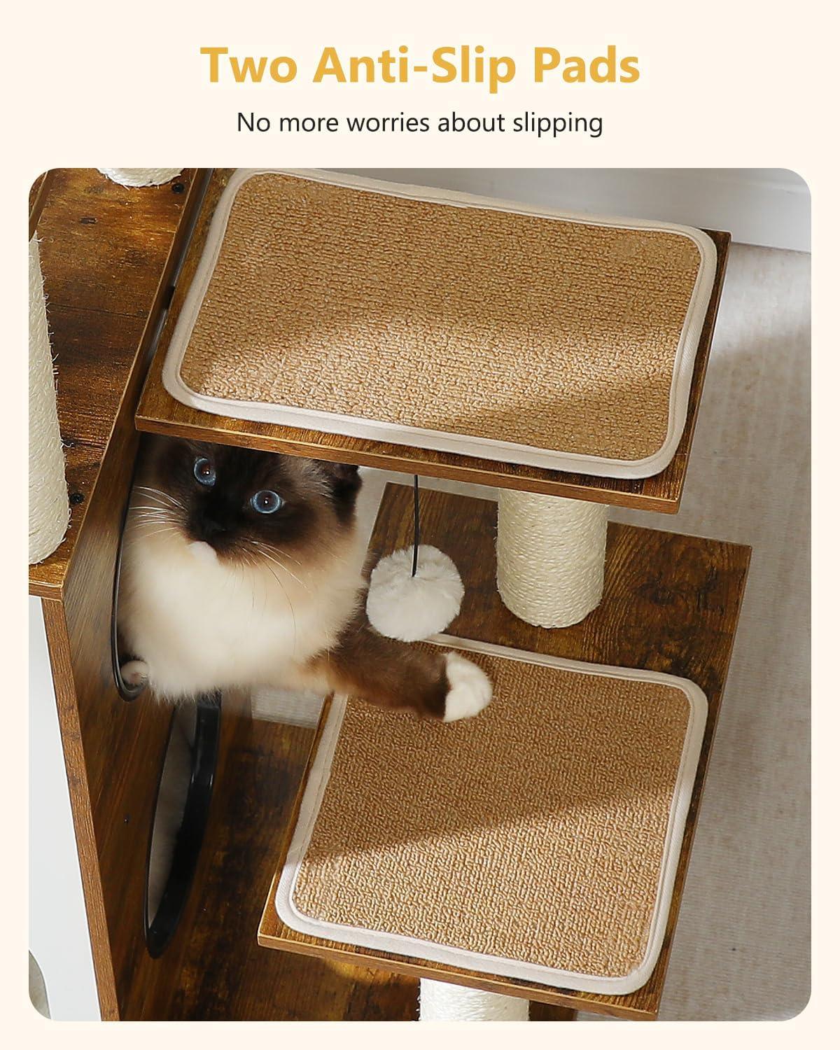 Ivy Bronx Modern Cat Tree Cat Tower With 2-Floor Condo, Scratching Posts, Capsule Nest & Dangling Balls