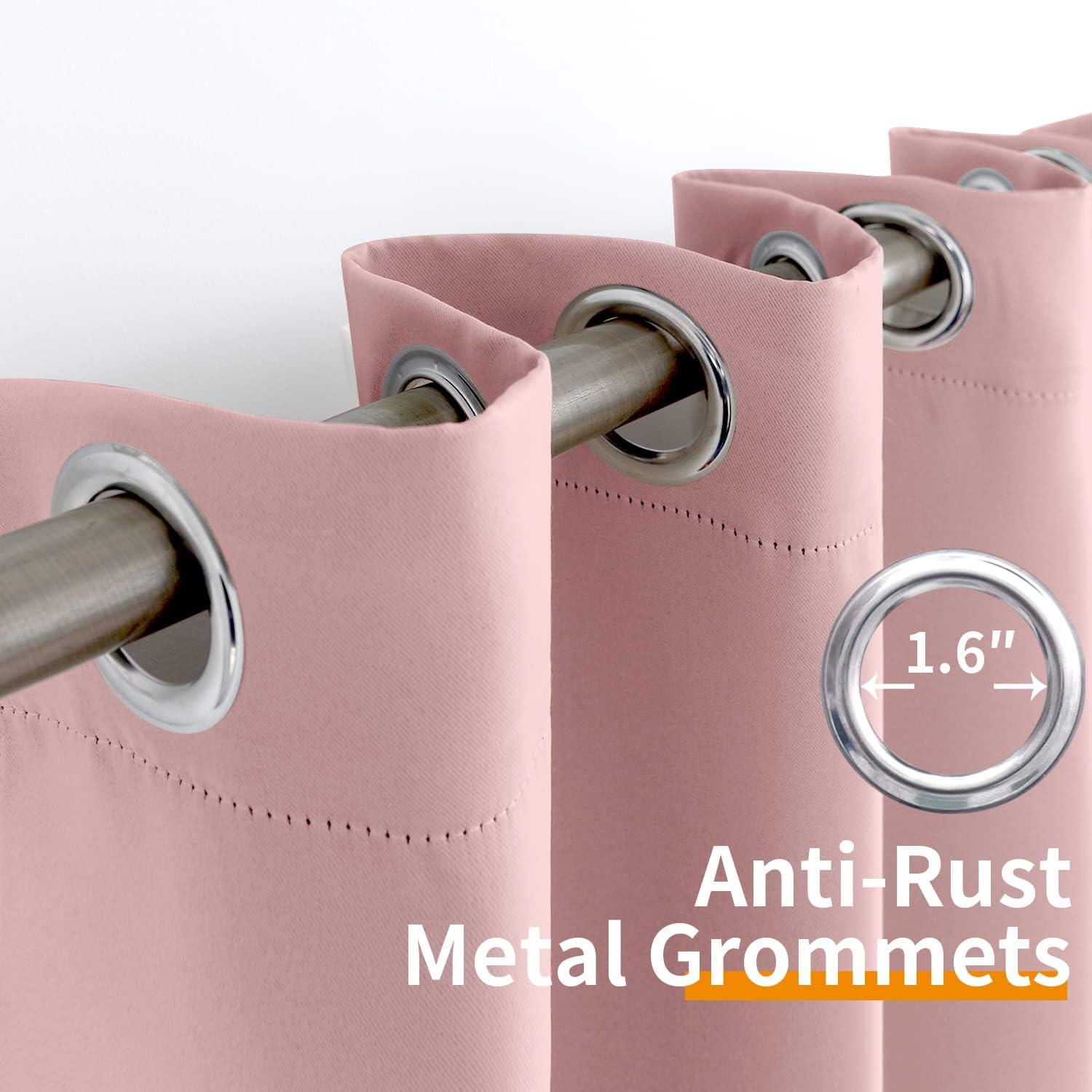 YoungsTex Baby Pink Room Darkening Curtains 84 Inches Length for Kids Girl Bedroom - Thermal Insulated with Grommet Blackout Drapes for Living Room, 2 Panels, 42 x 84 Inch