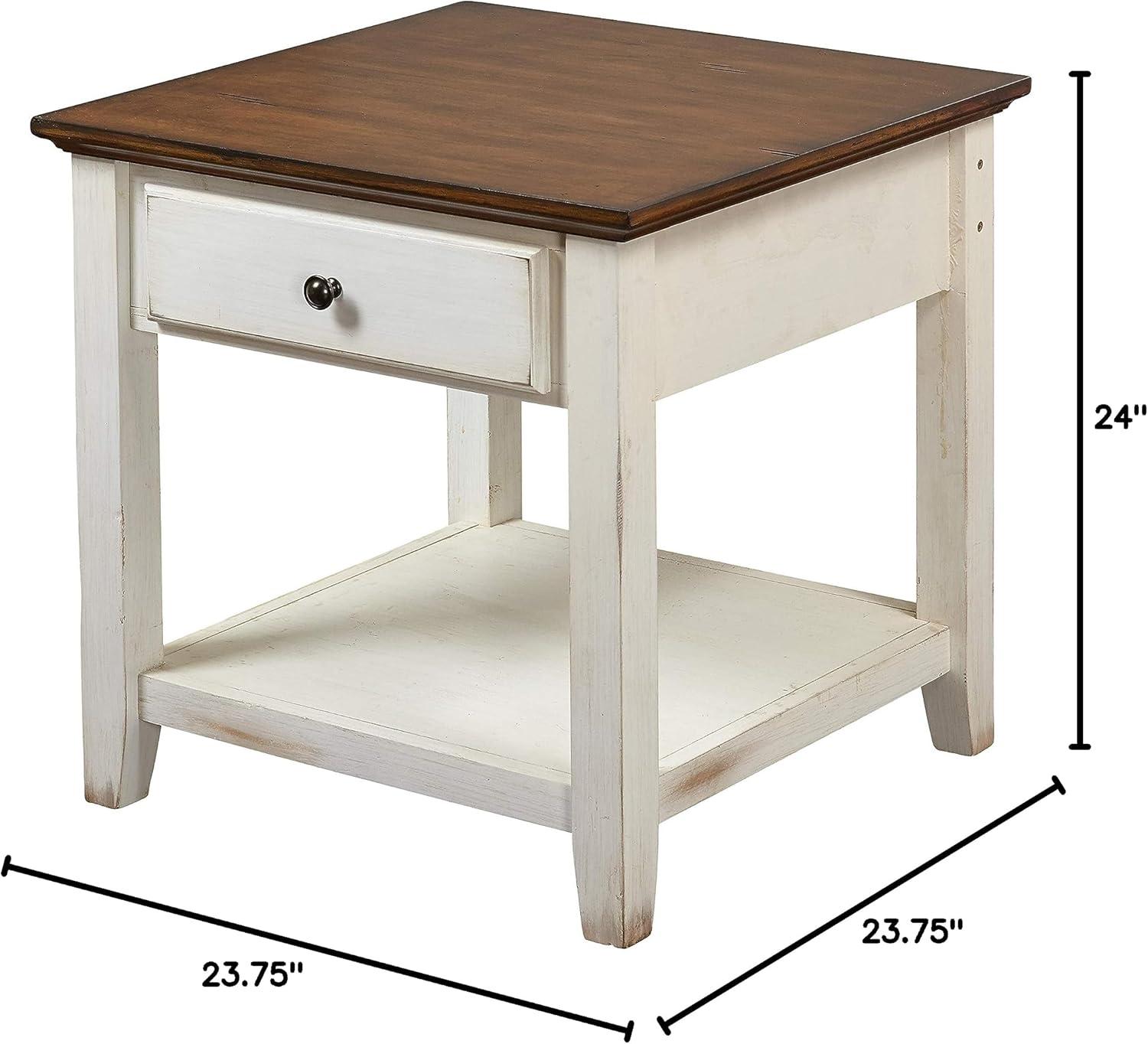 Charleston Two-Tone Wood End Table with Storage