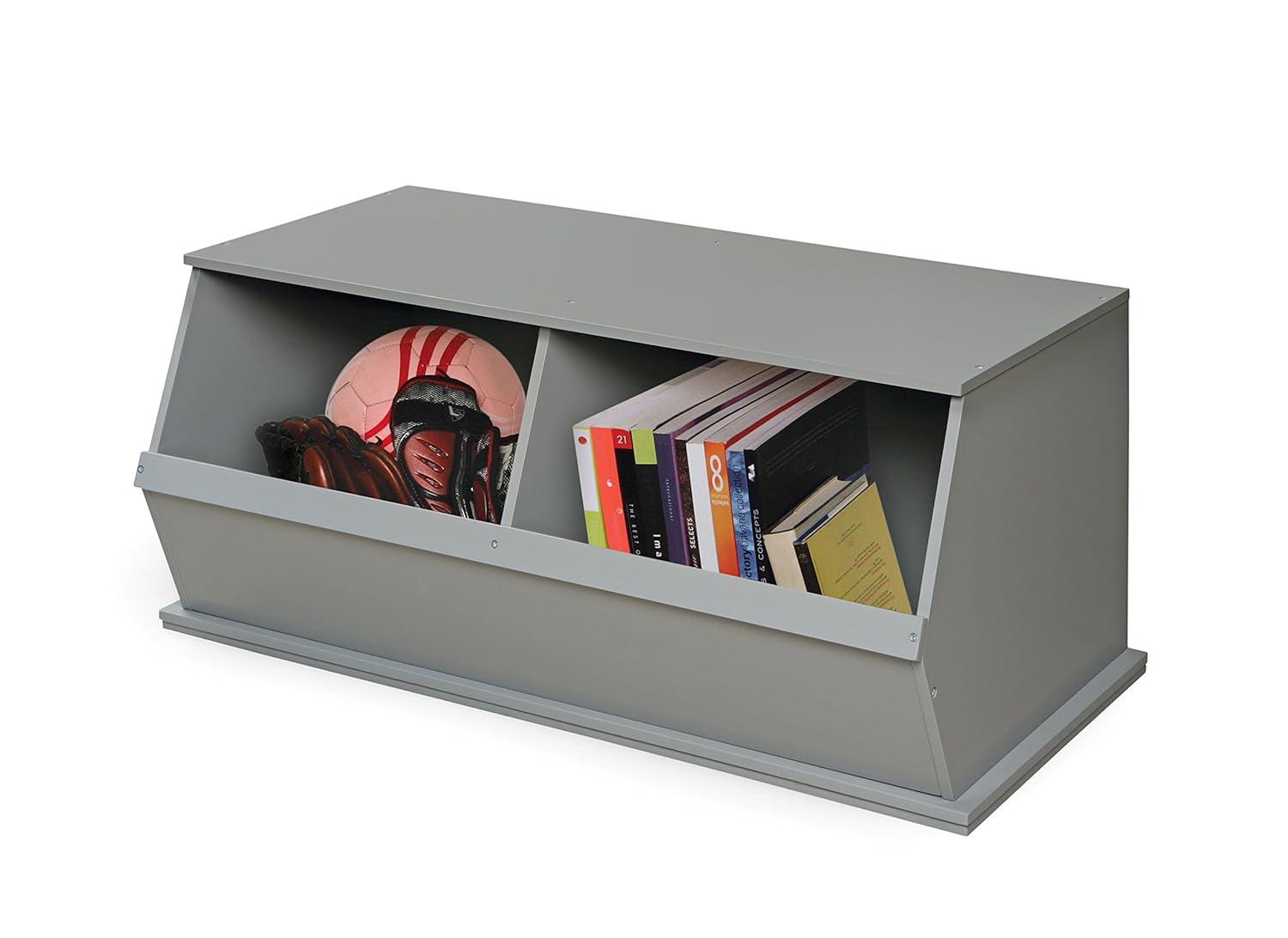 Badger Basket Two Bin Stackable Storage Cubby - Gray