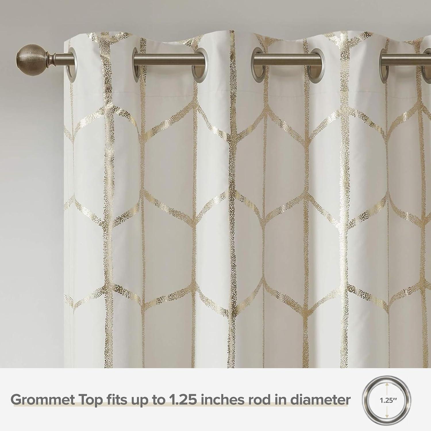 Intelligent Design Raina Geometric Total Blackout Grommet Single Curtain Panel
